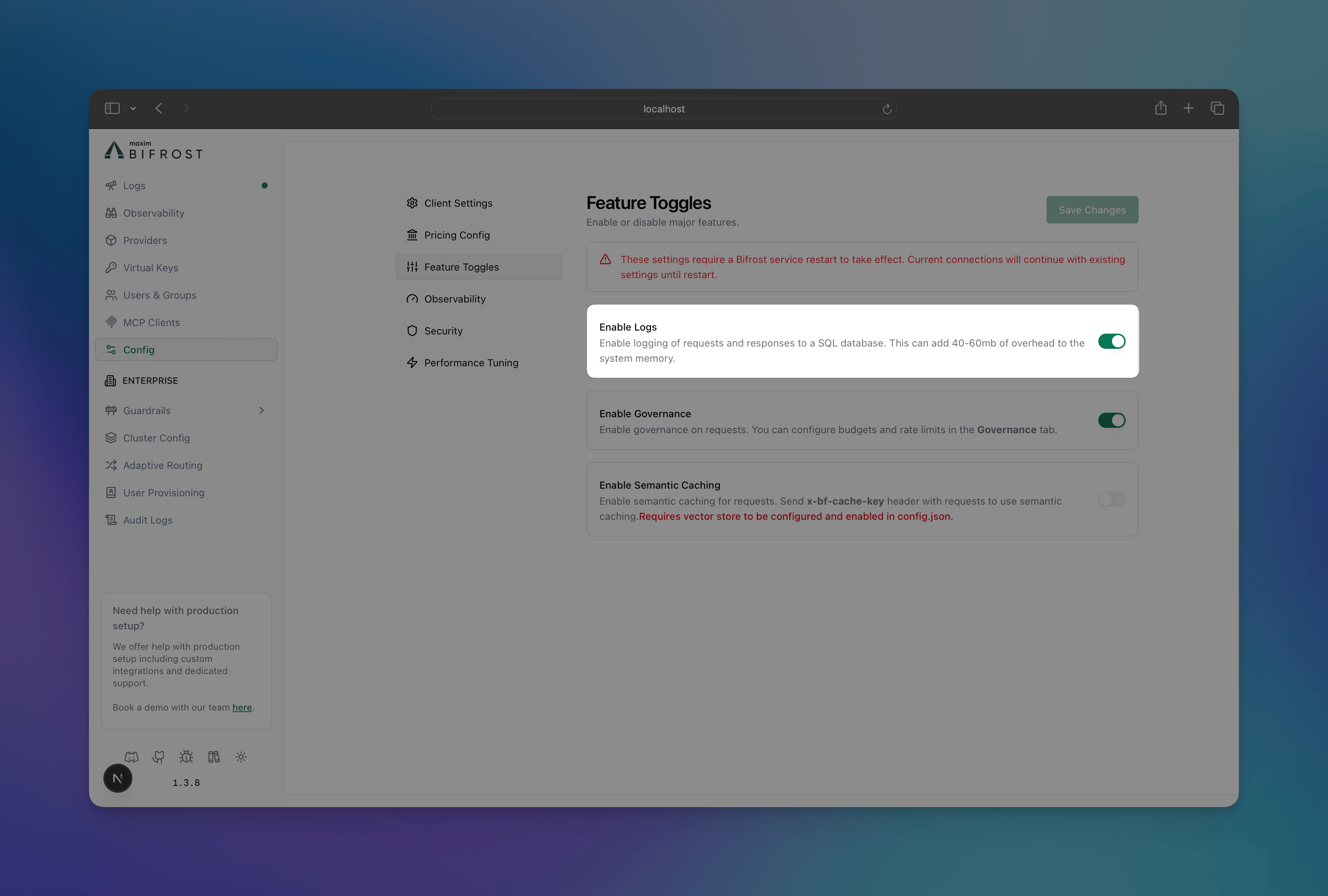 Tracing Configuration Interface