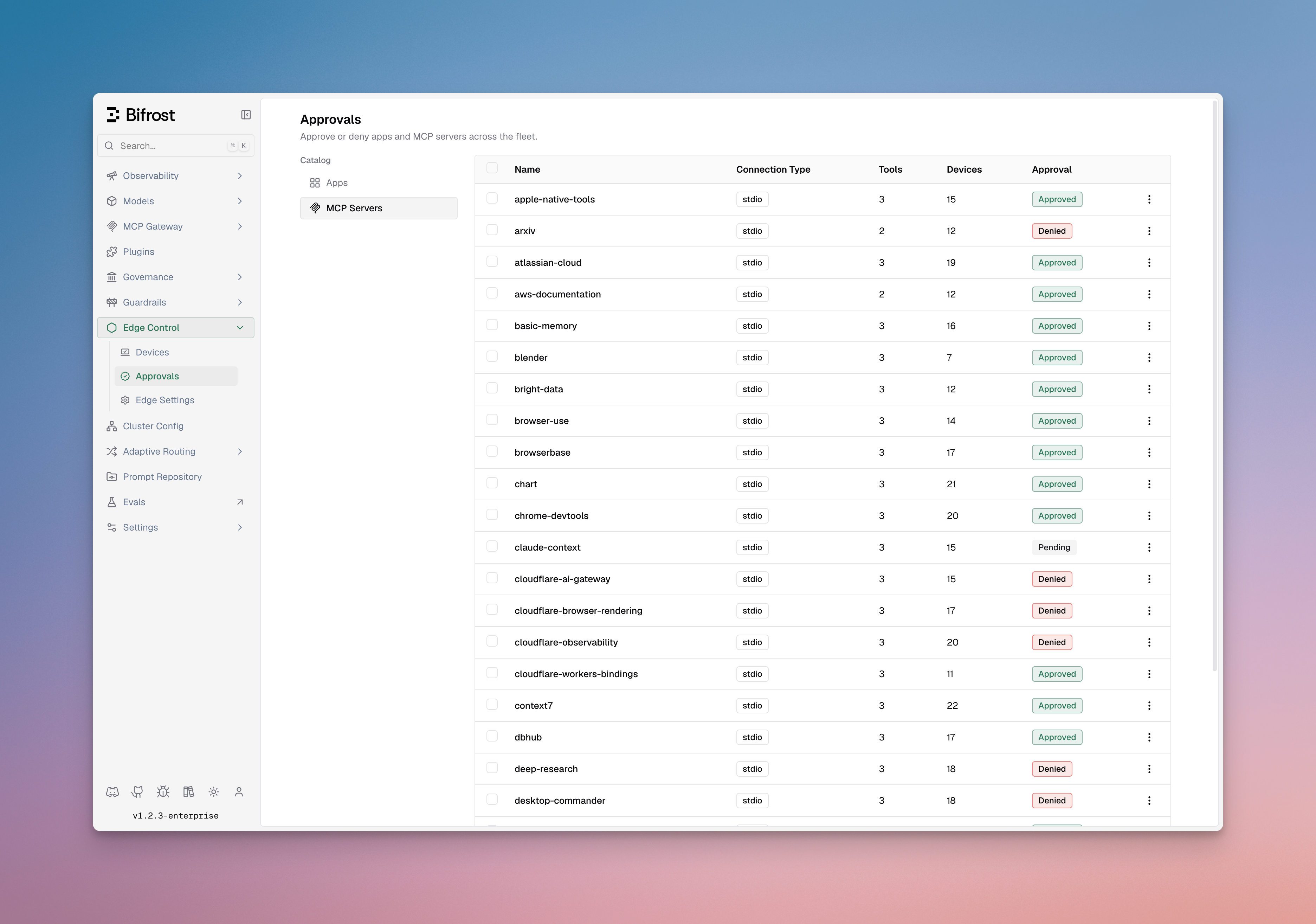 Fleet-wide MCP server inventory in Bifrost
