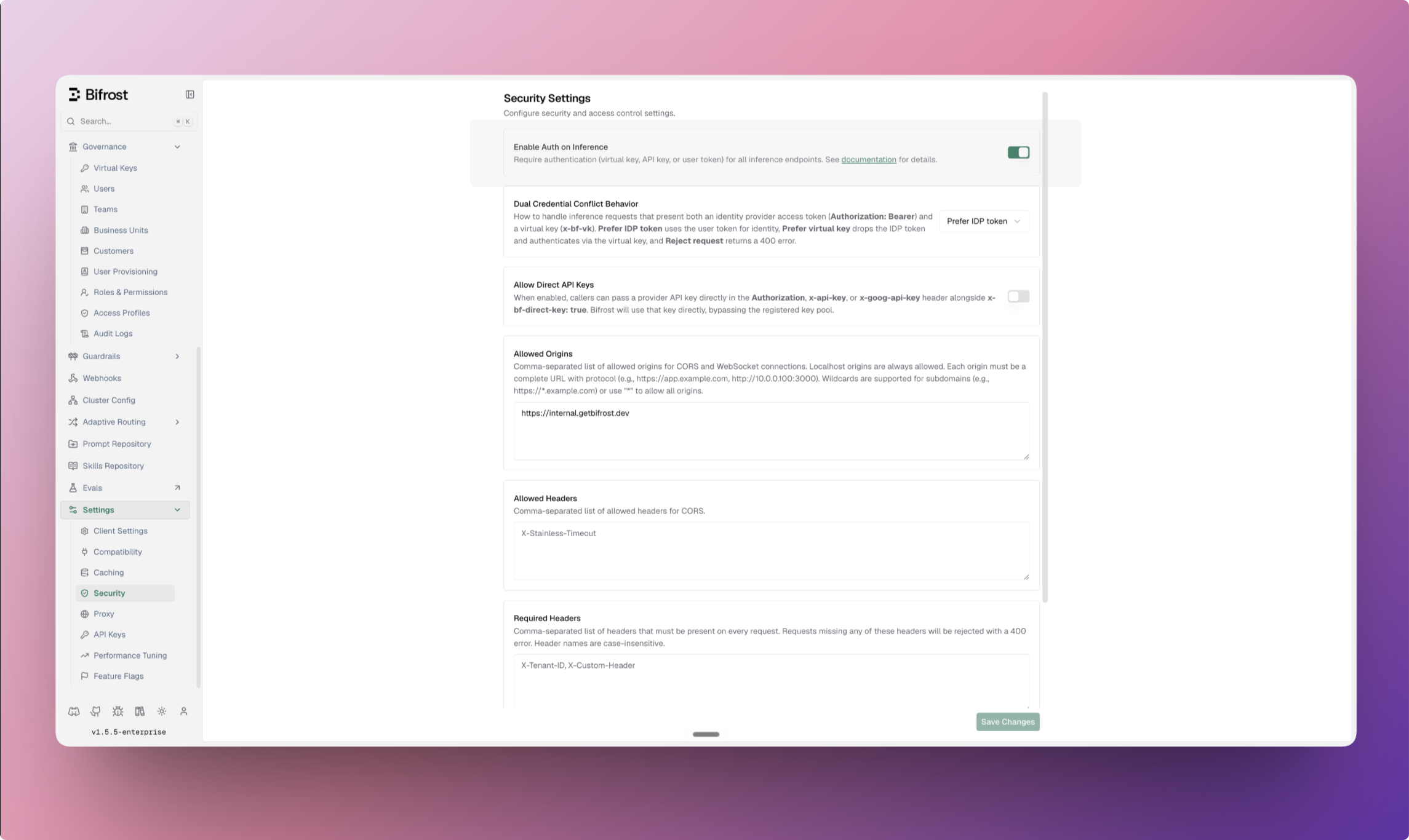 Enable Auth on Inference