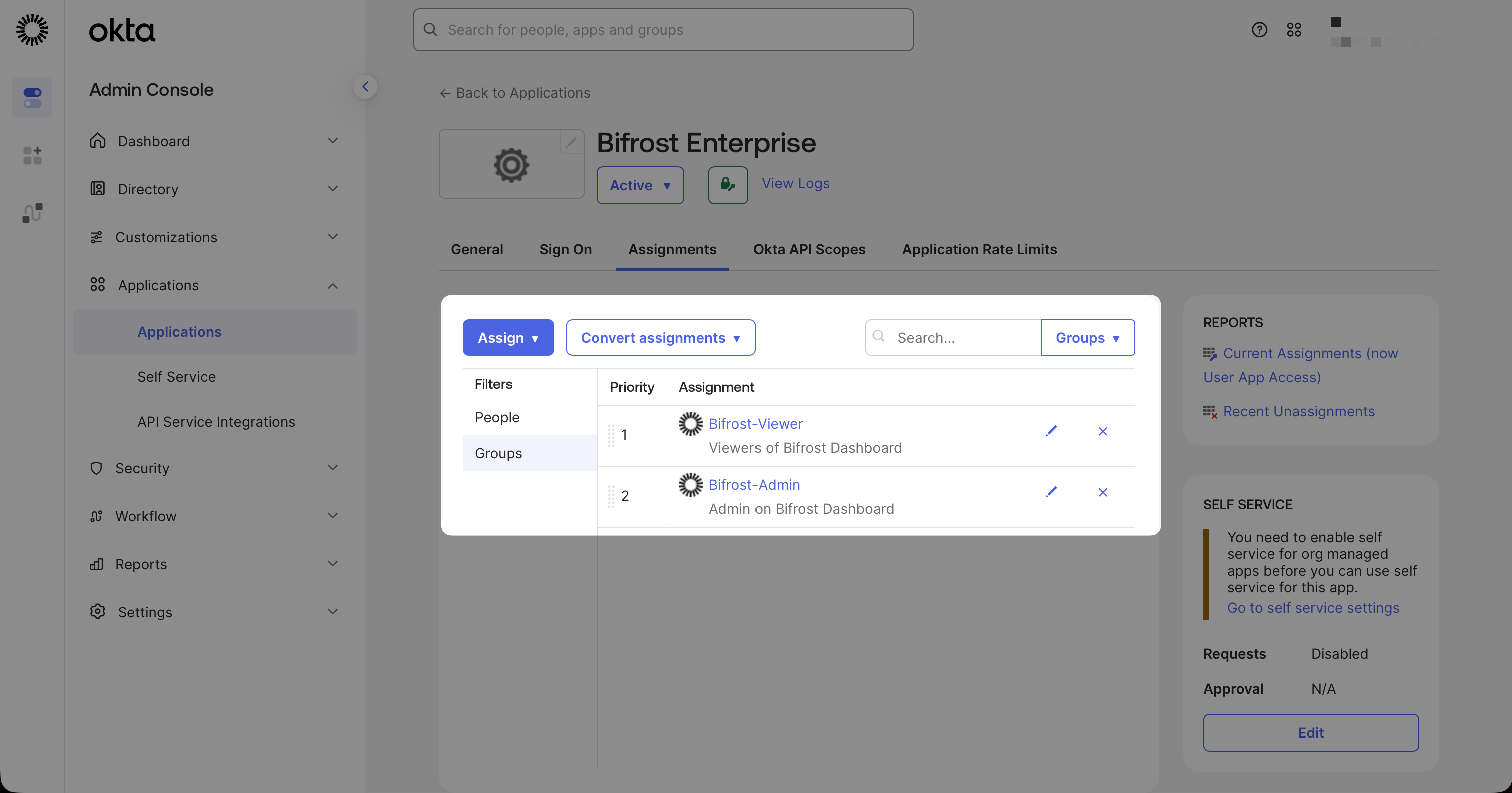 Selecting users or groups to assign to the Bifrost Enterprise application