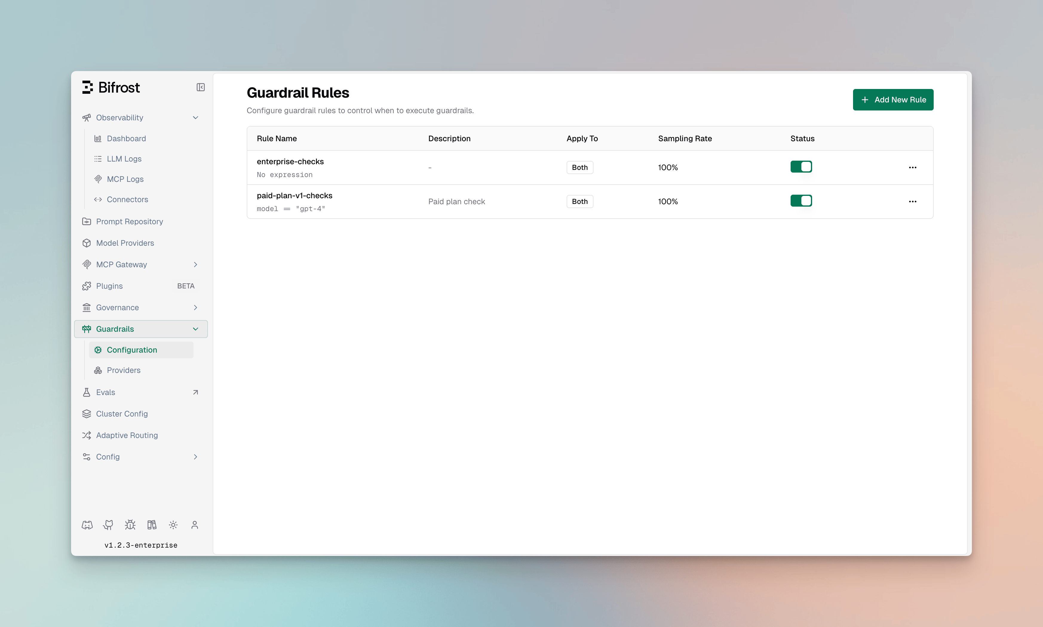 Create guardrail profile form