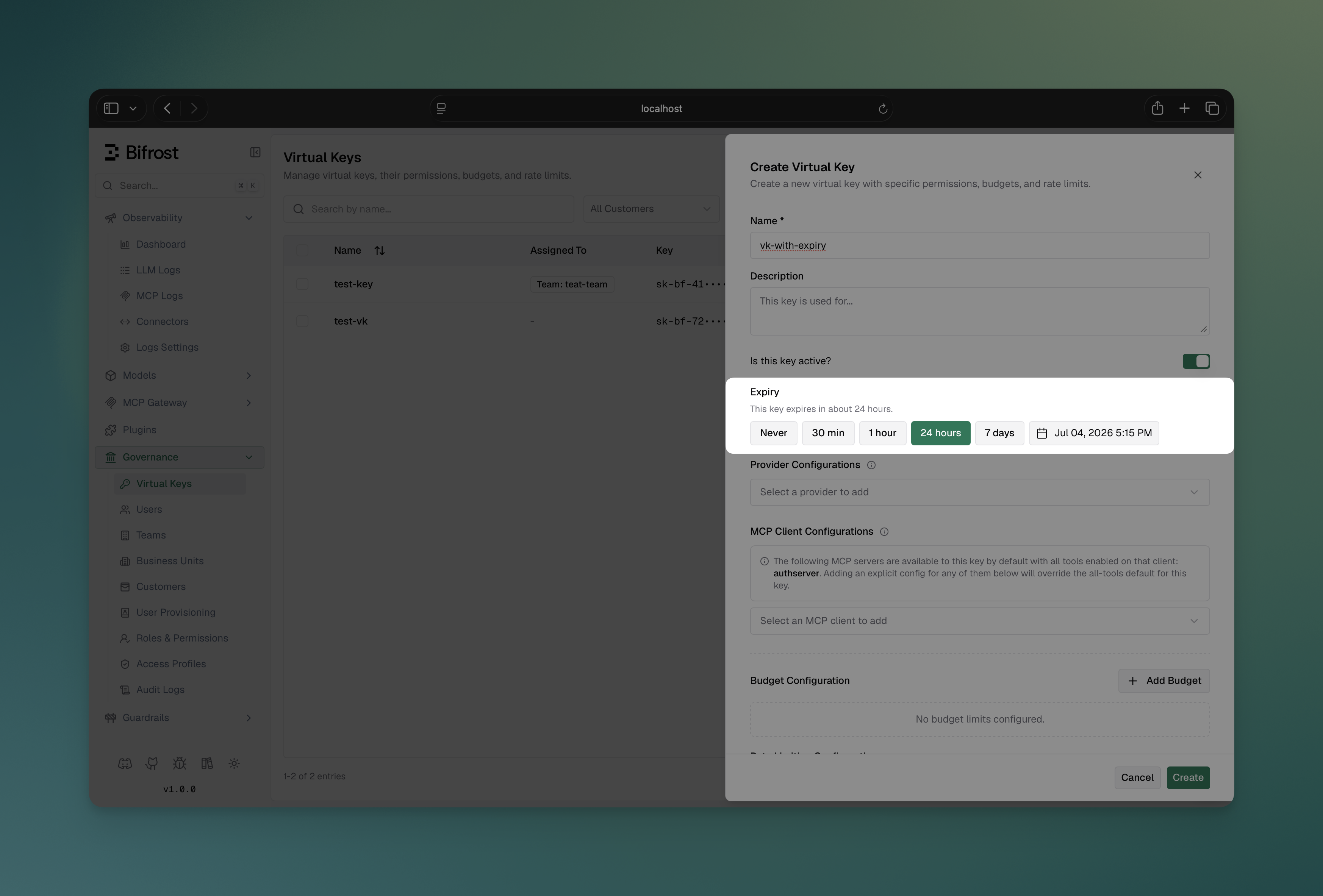 Virtual Key Expiry Picker