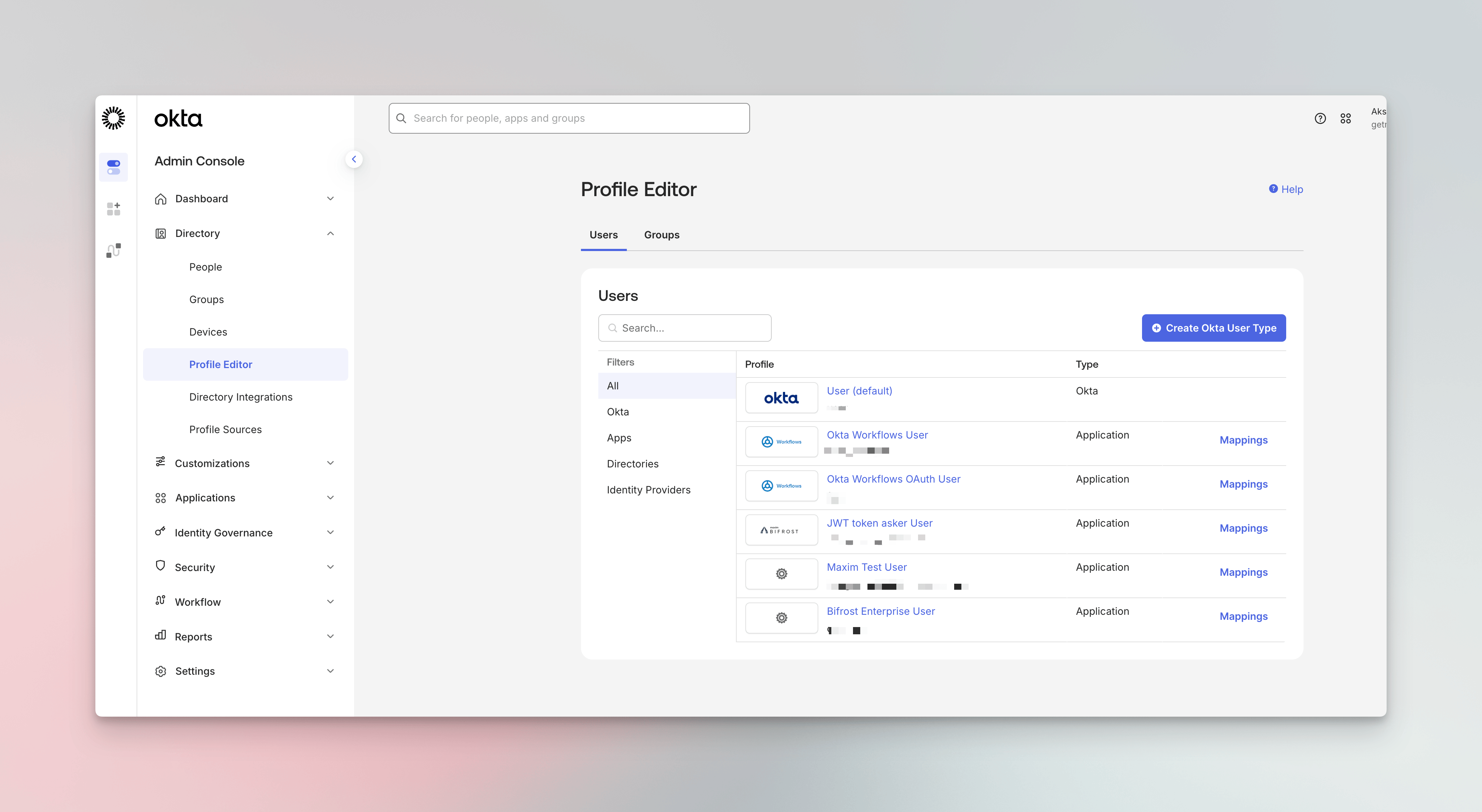 Okta Profile Editor