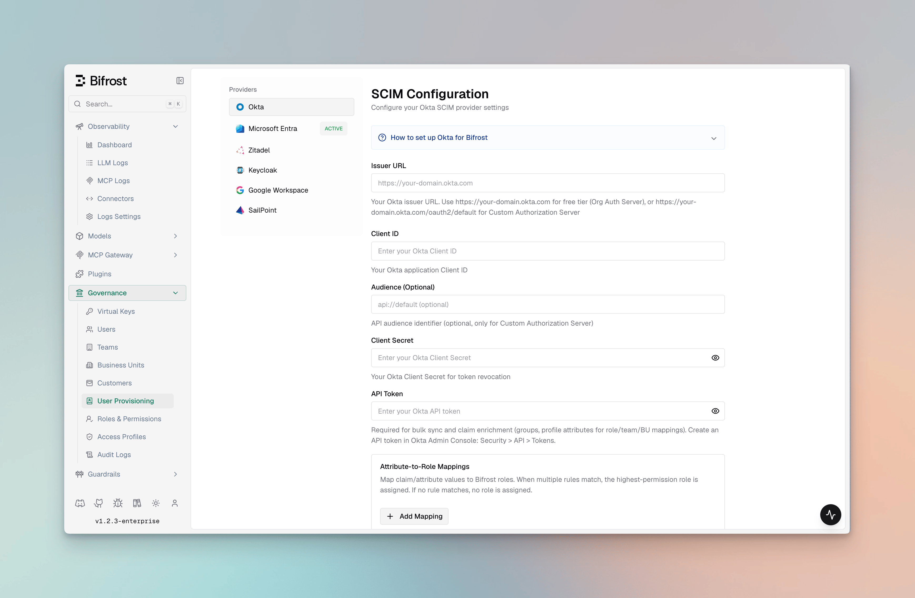 User Provisioning overview in Bifrost dashboard