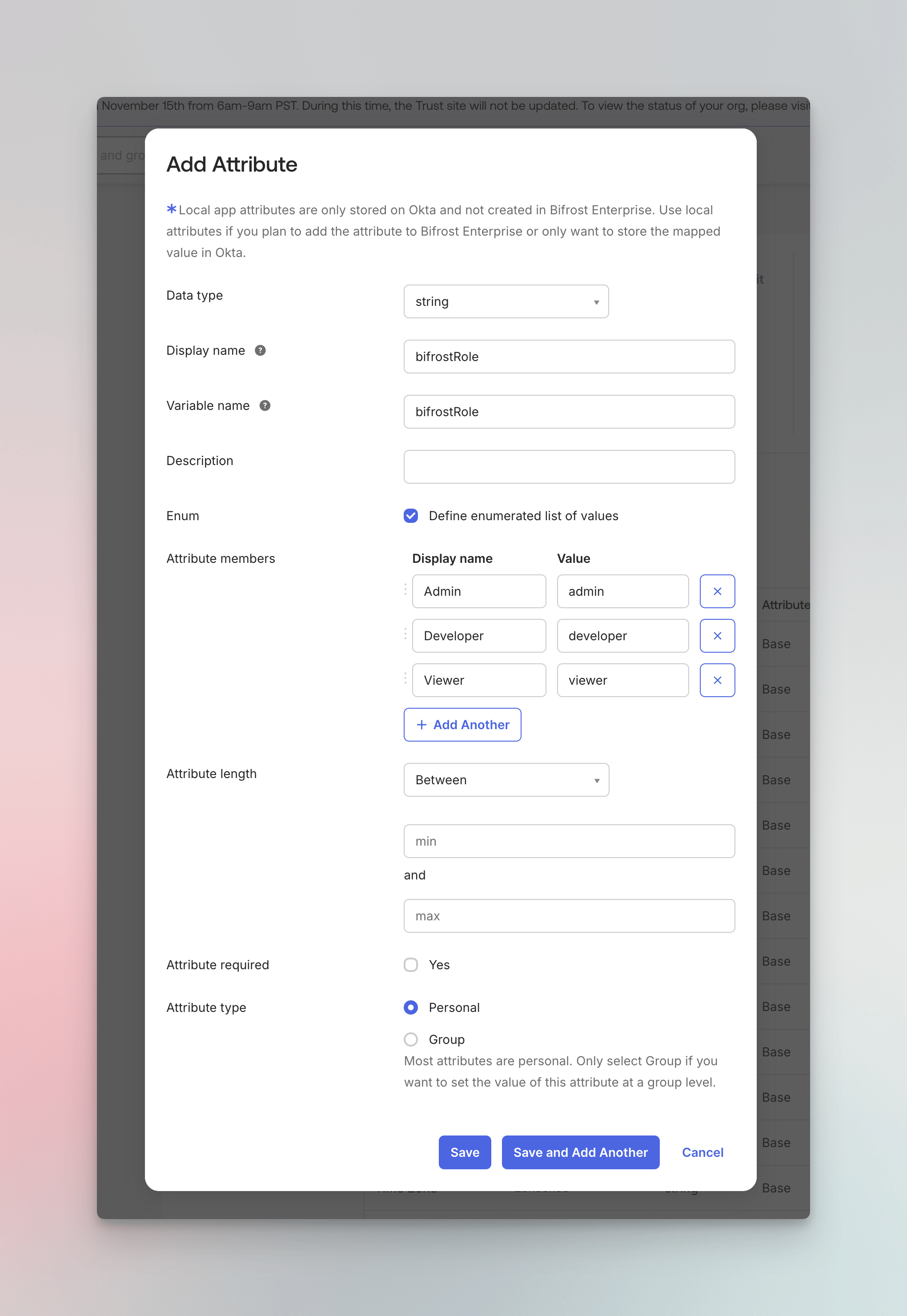 Add custom attribute for bifrostRole