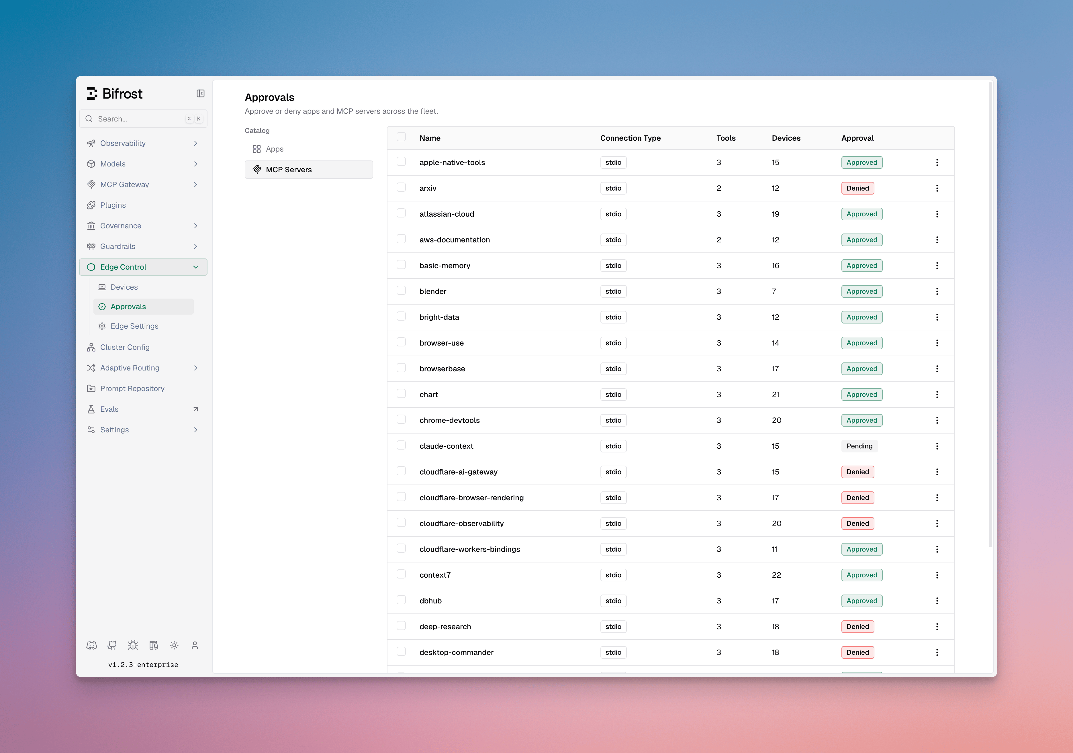 Fleet-wide MCP server inventory in Bifrost