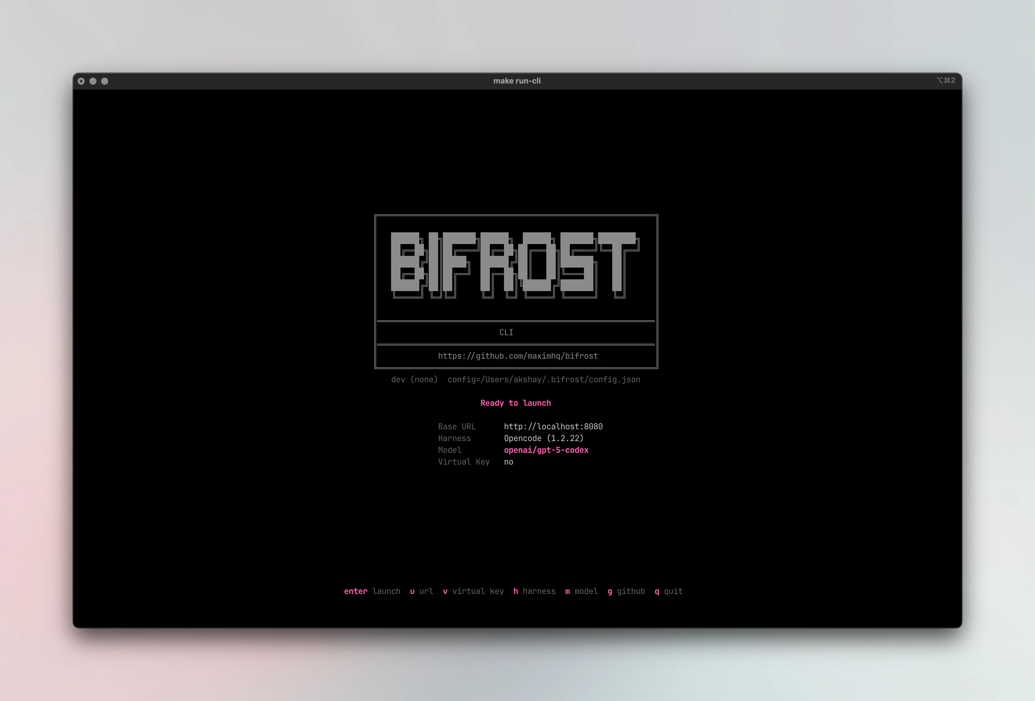 CLI welcome screen