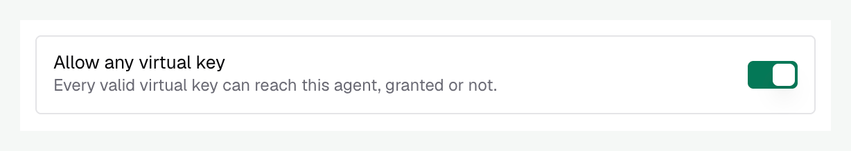 Allow any virtual key enabled in the agent registration form