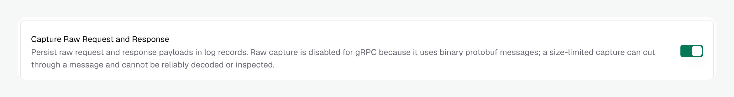 Capture Raw Request and Response enabled in Agent Settings