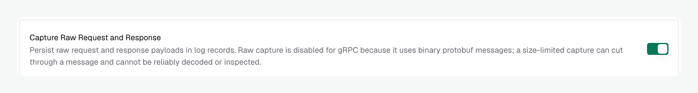 Capture Raw Request and Response enabled in Agent Settings