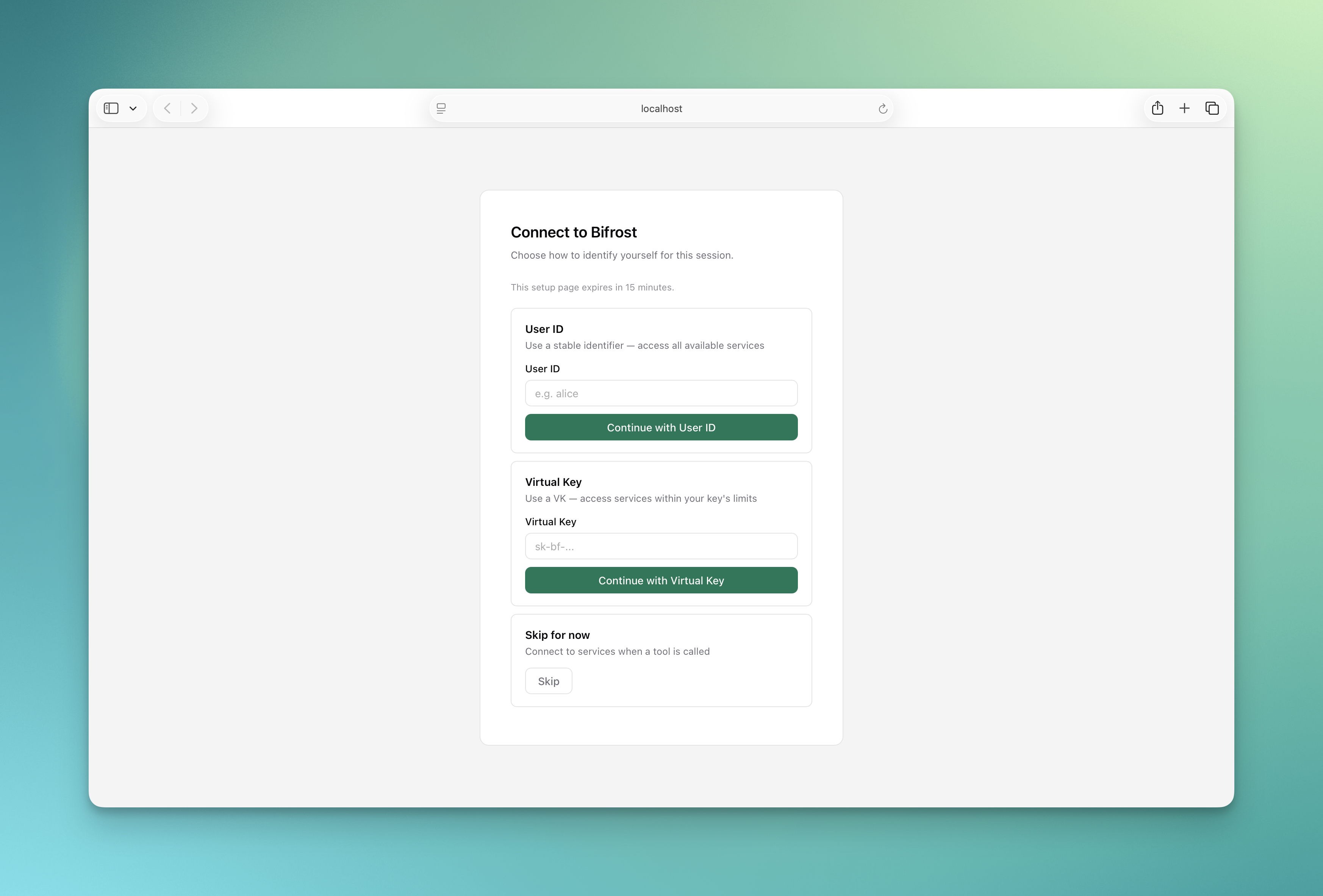 Consent identity selection screen