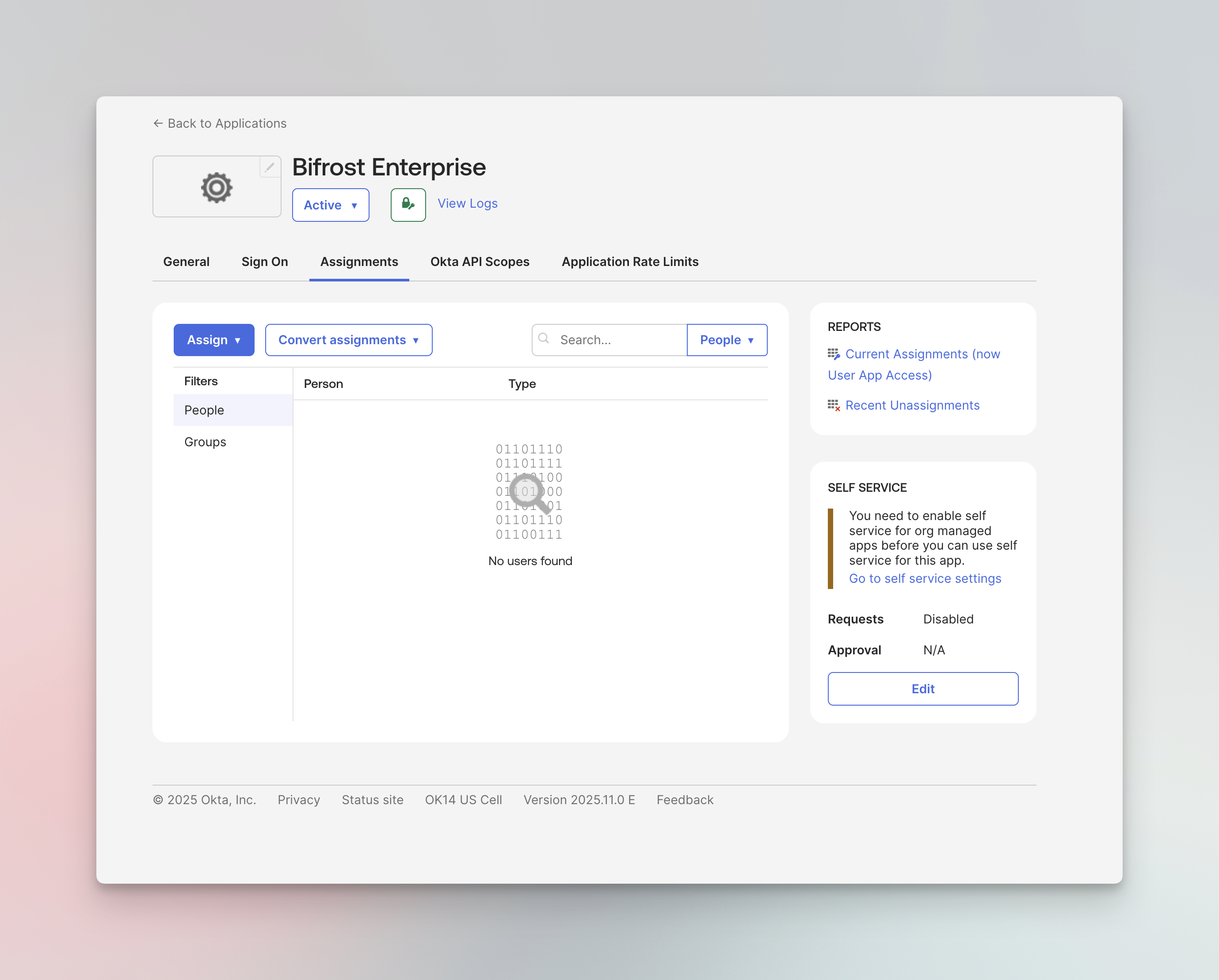 Application Assignments tab