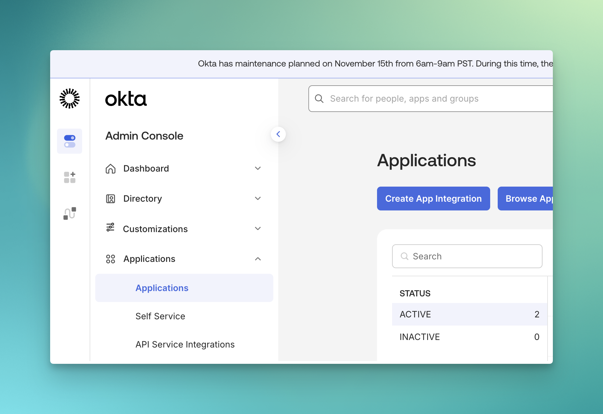 Okta Applications page