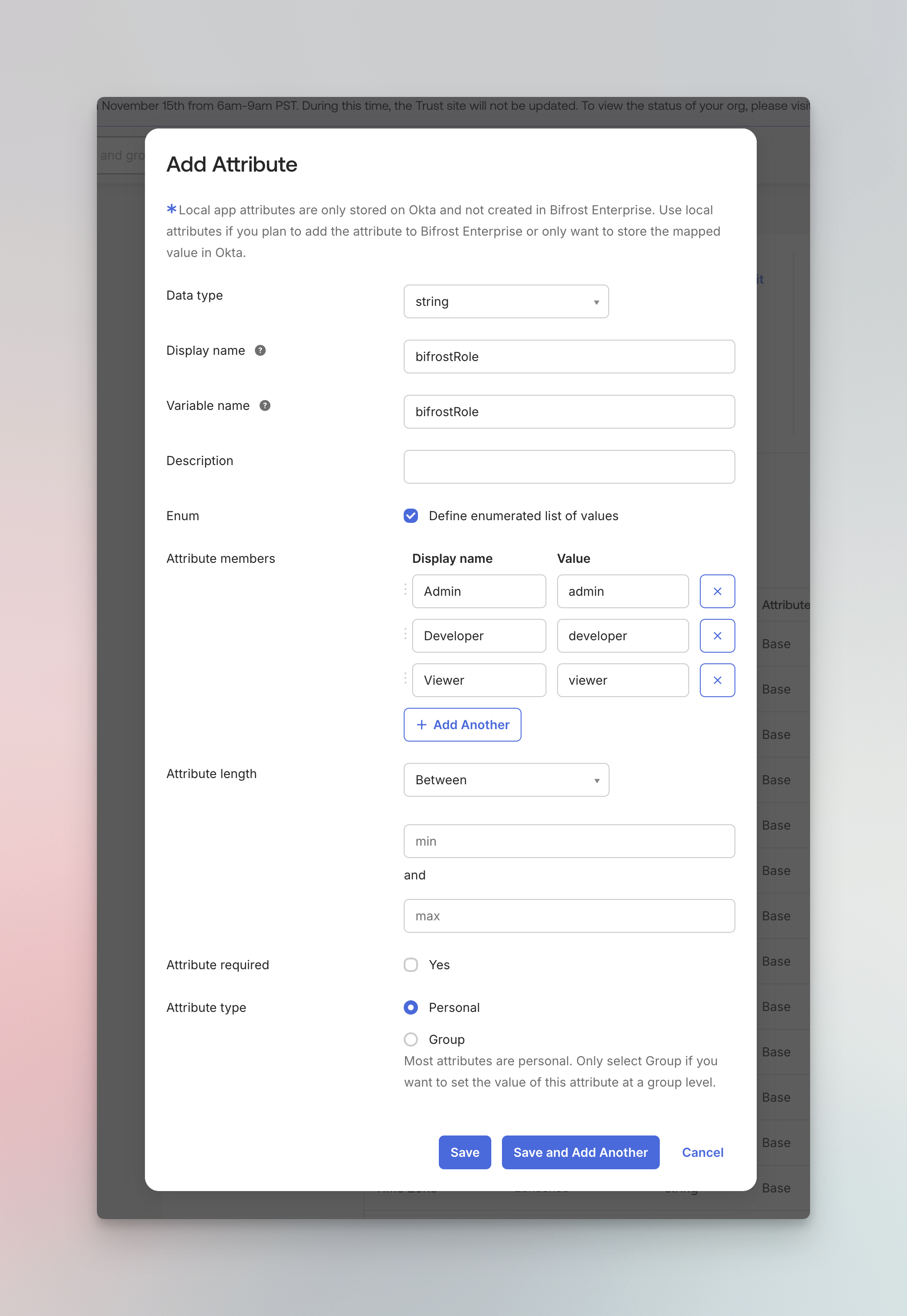 Add custom attribute for bifrostRole