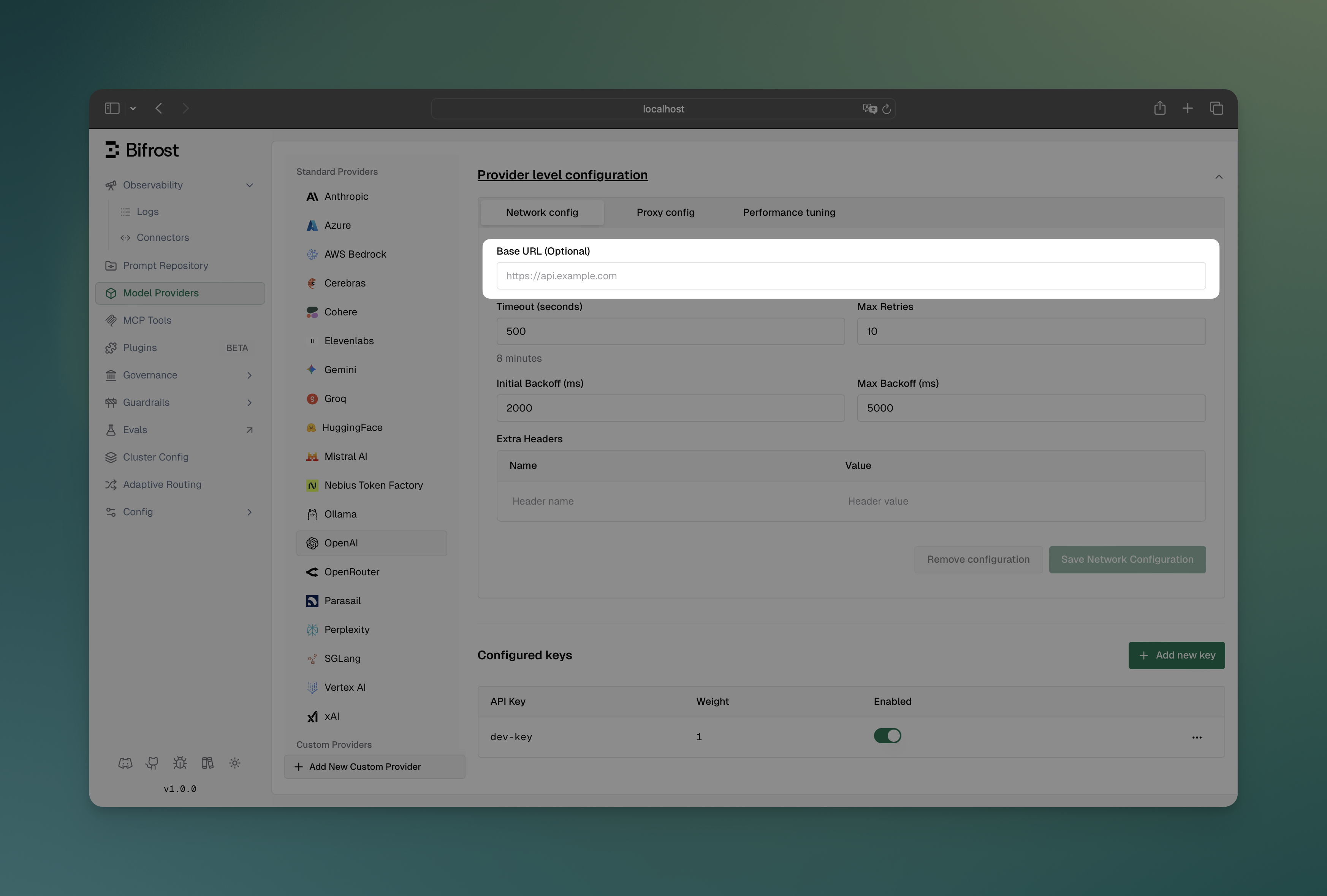 Base URL Configuration Interface