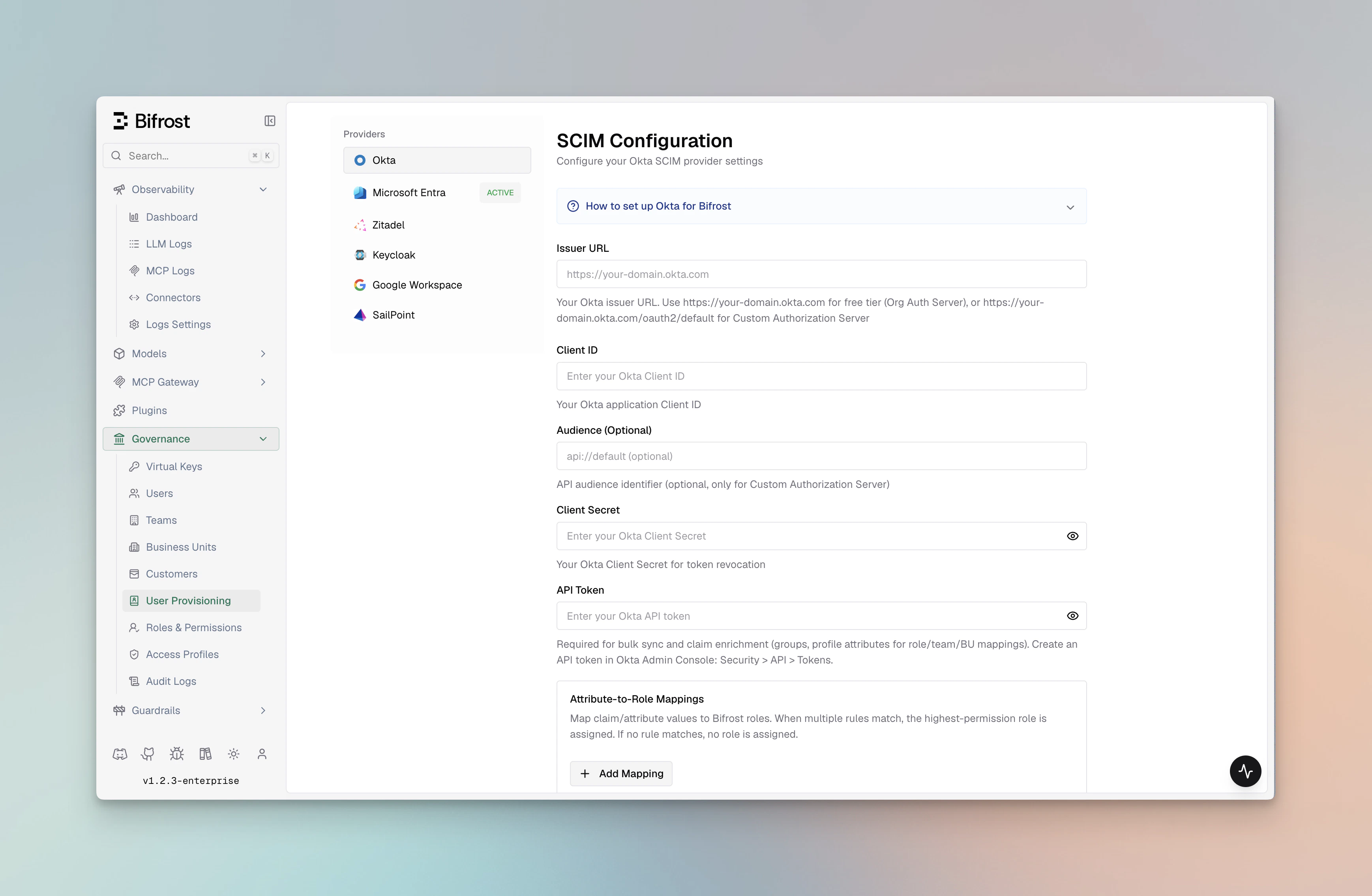 User Provisioning overview in Bifrost dashboard