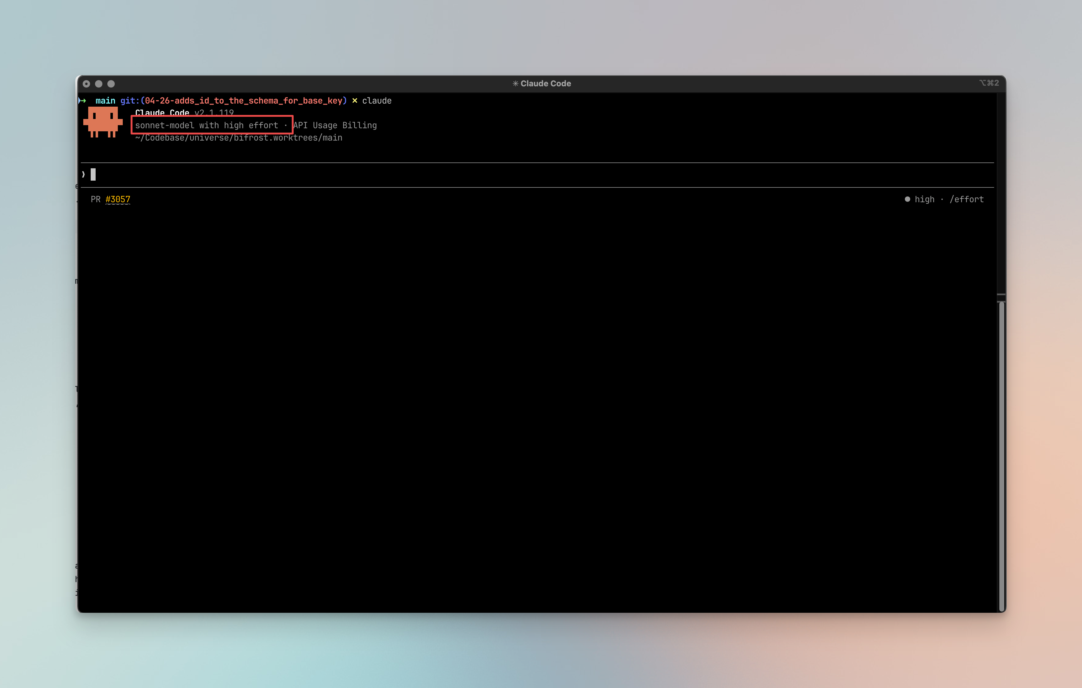 Selected model in Claude cli