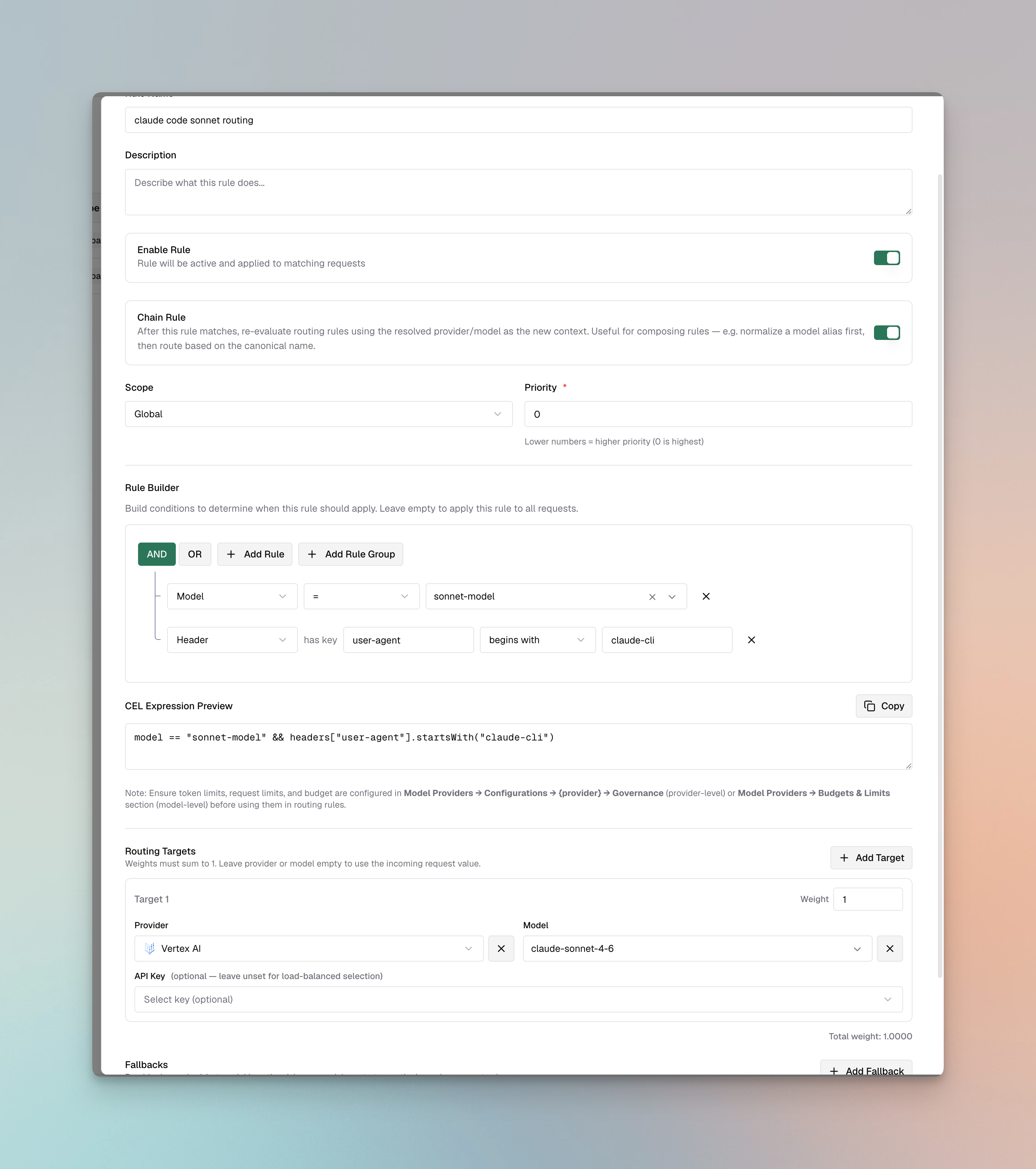 sonnet-model routing example