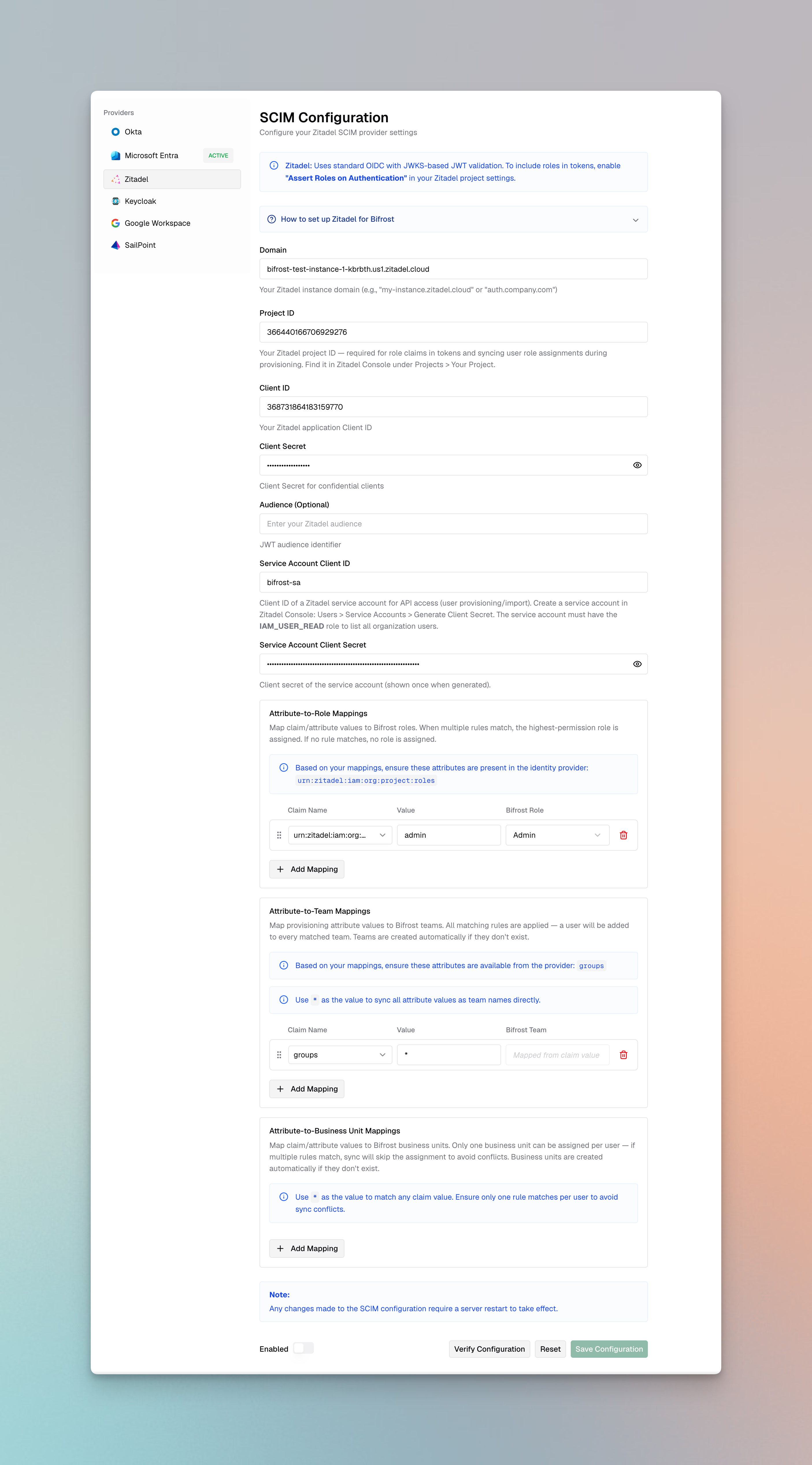 Creating a service account in Zitadel