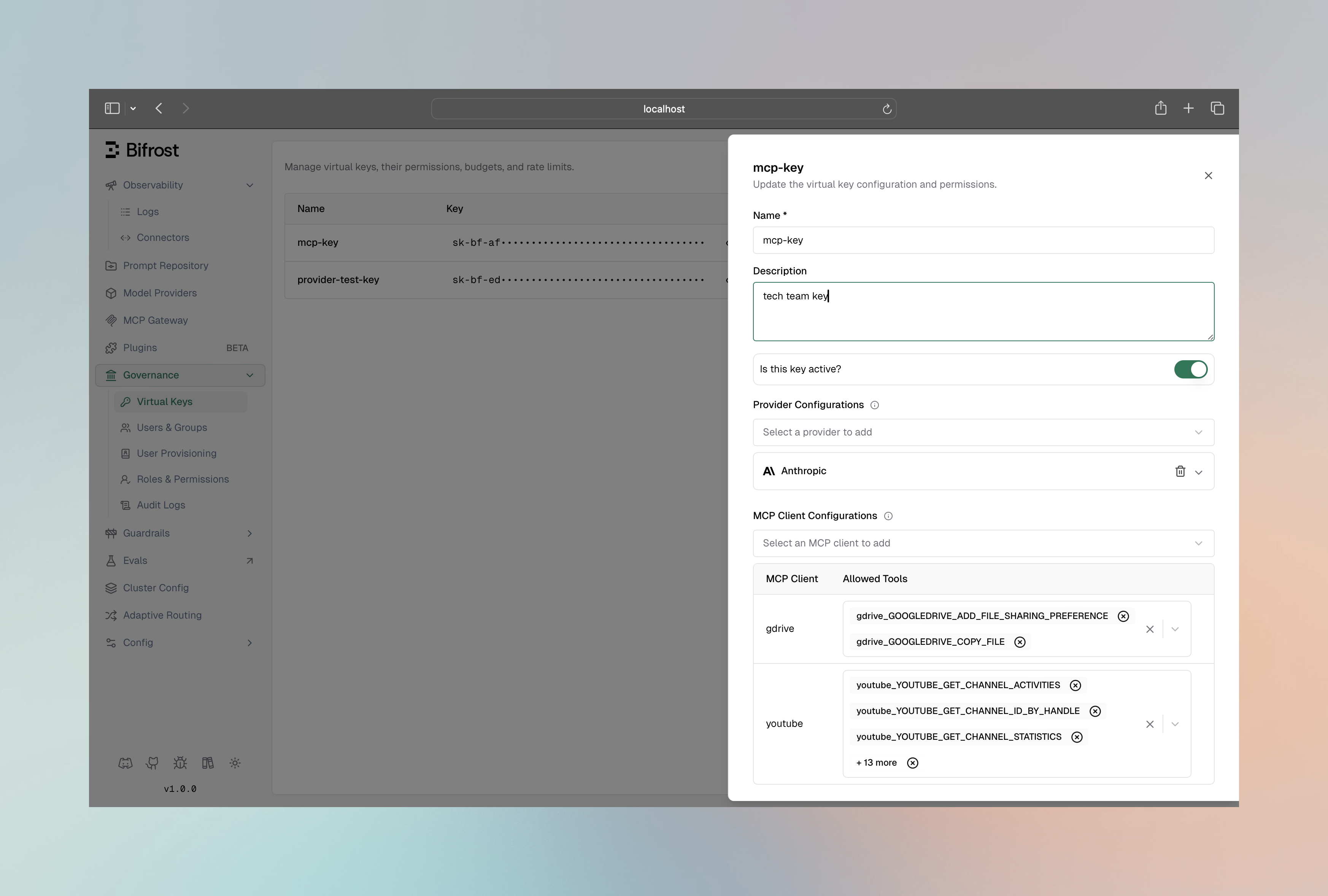 Virtual Key MCP Tool Restrictions