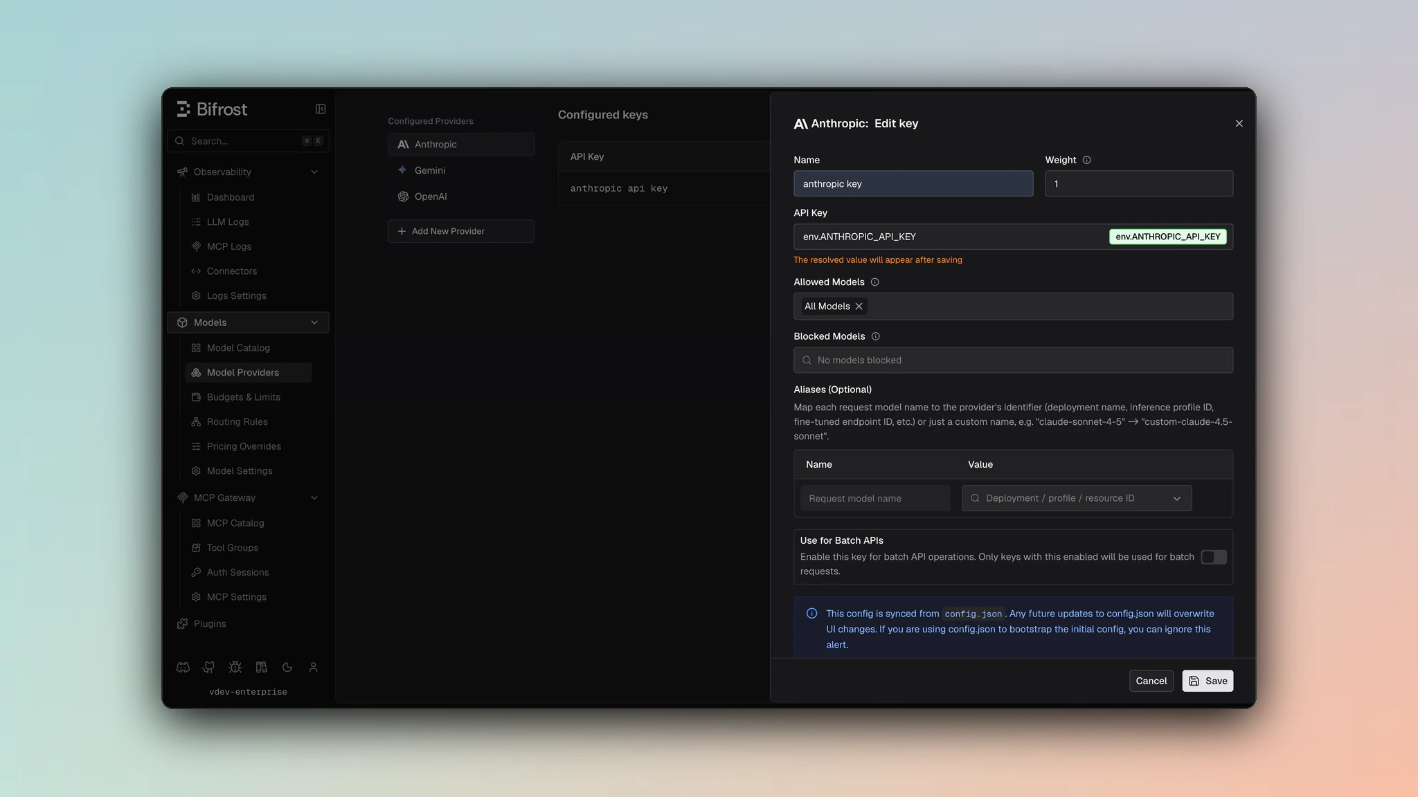 Anthropic provider dashboard