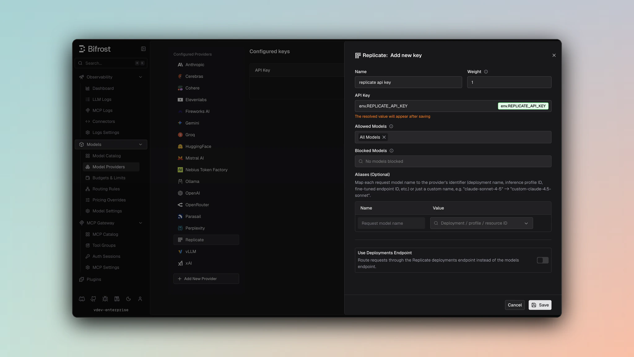 Replicate provider dashboard