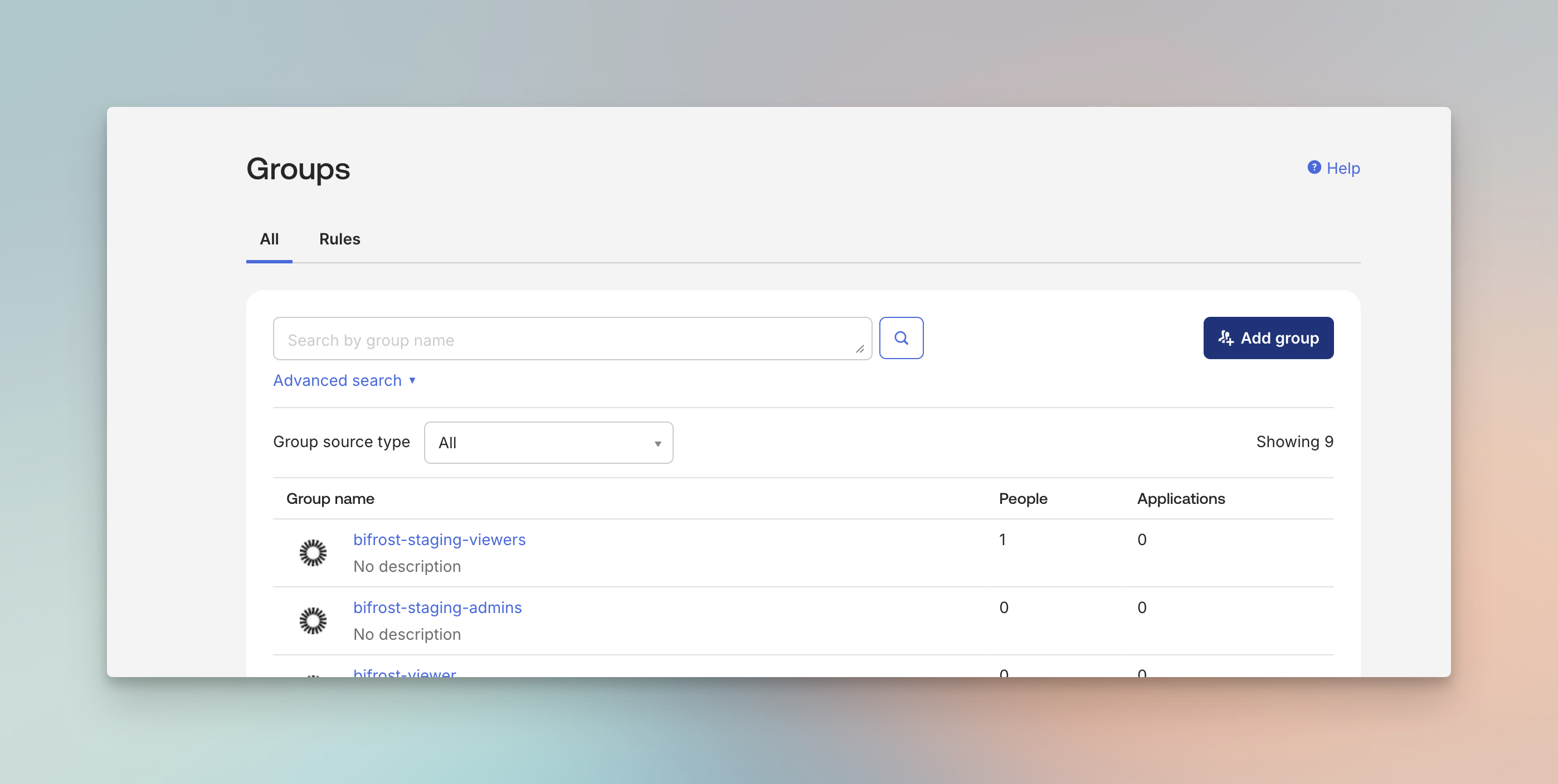 Groups created in Okta