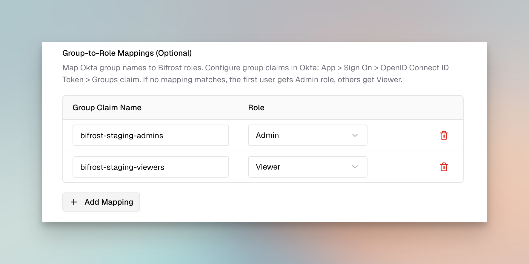 Group-to-Role Mappings configuration in Bifrost