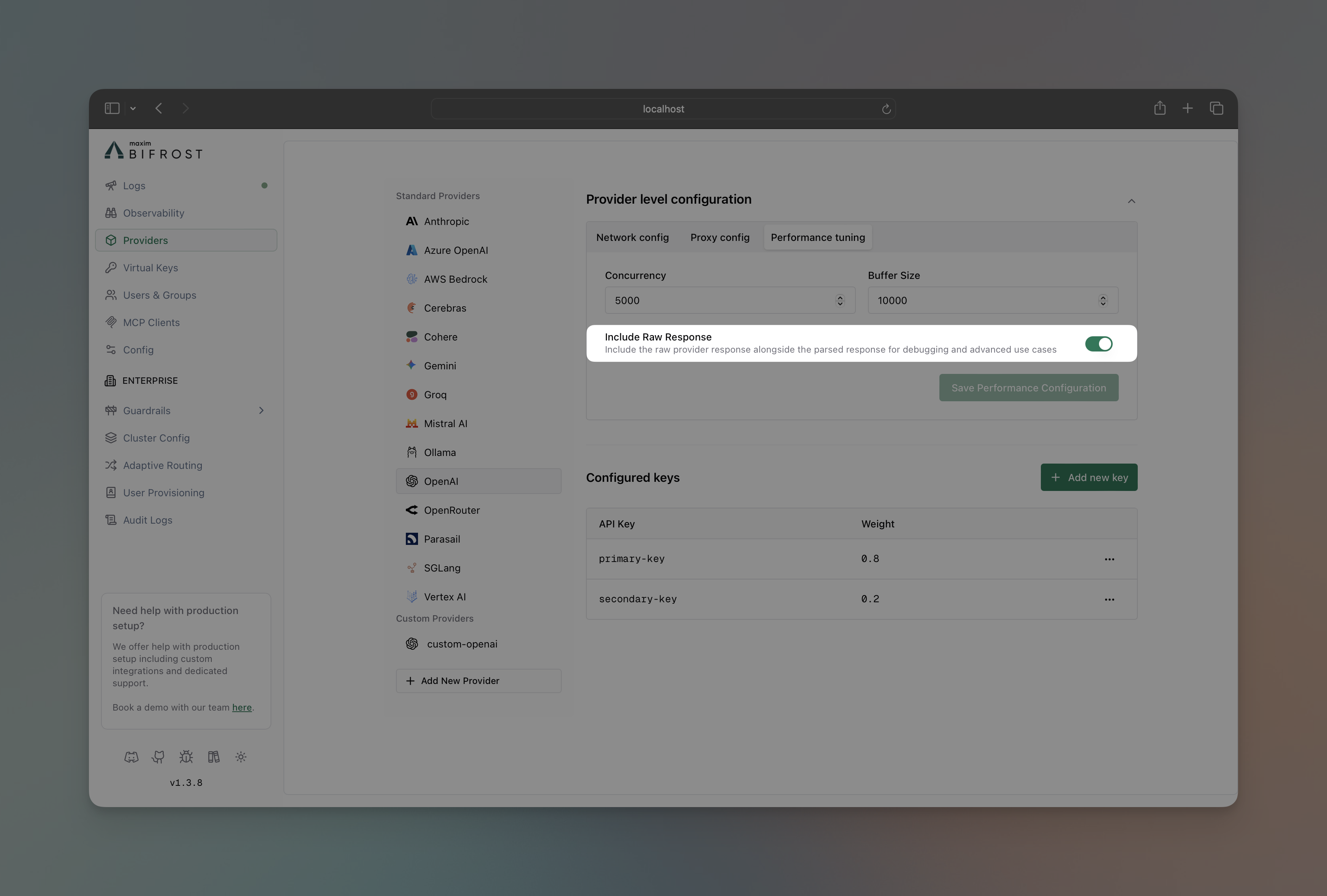 Raw Response Configuration Interface