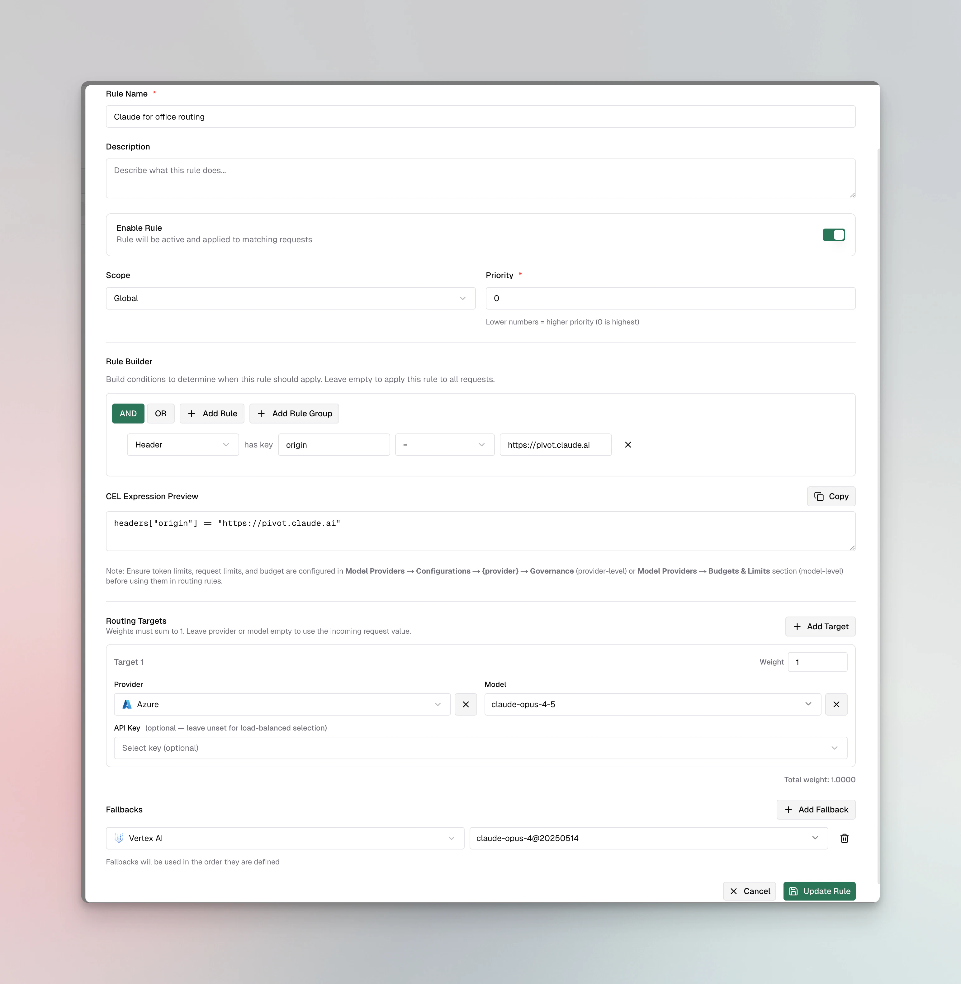 Claude for Office routing rule
