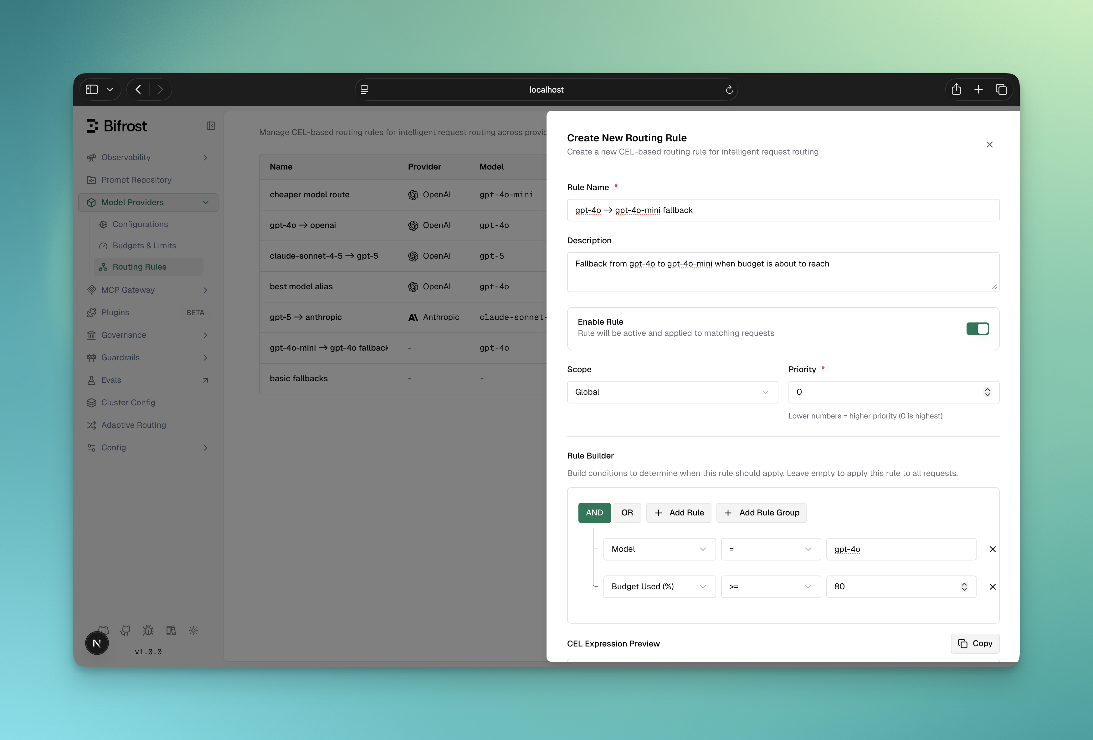 Create Routing Rule Dialog
