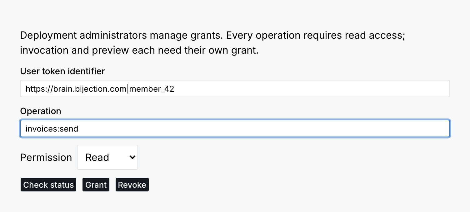 Operation permission editor