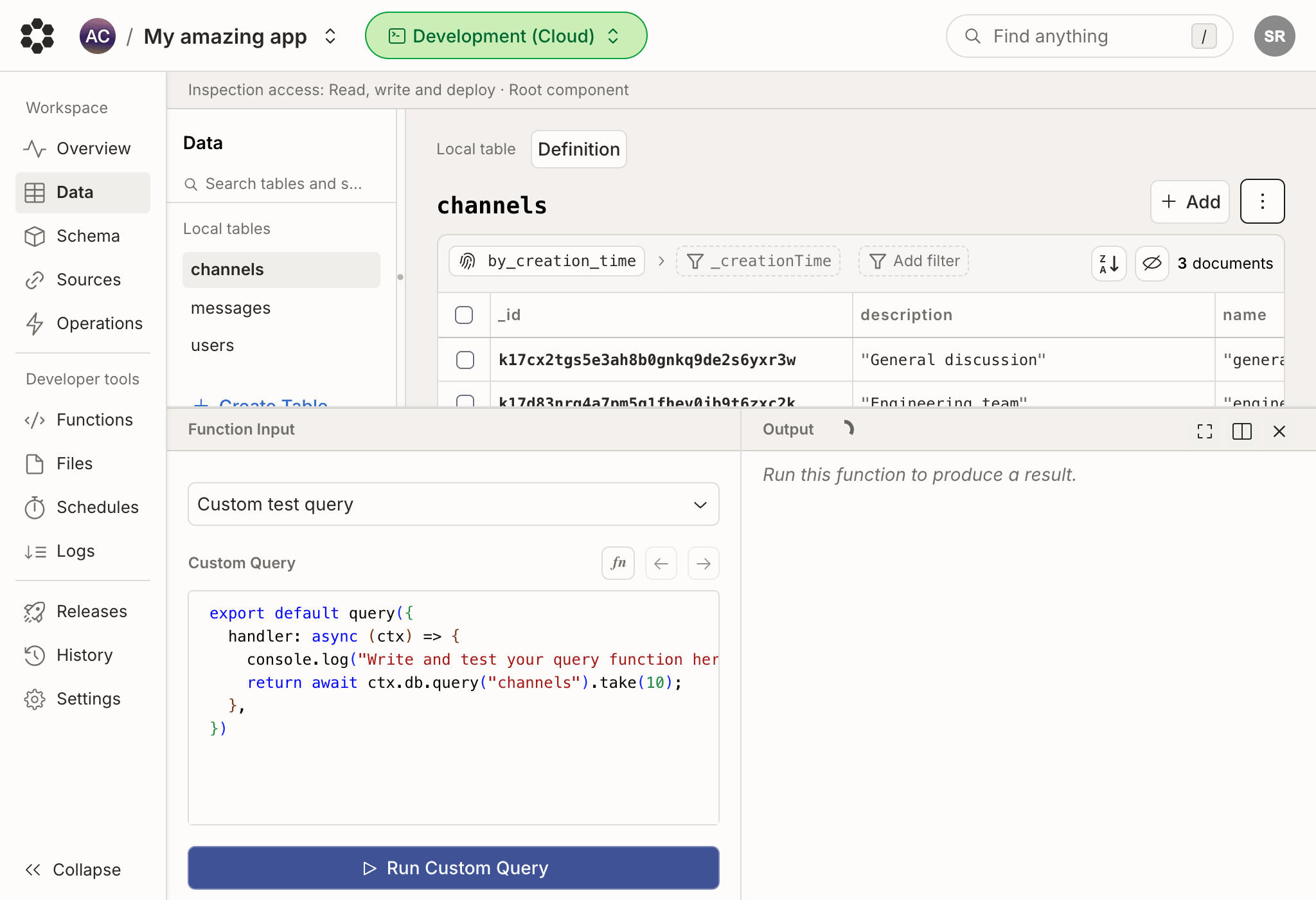 Running a custom test query