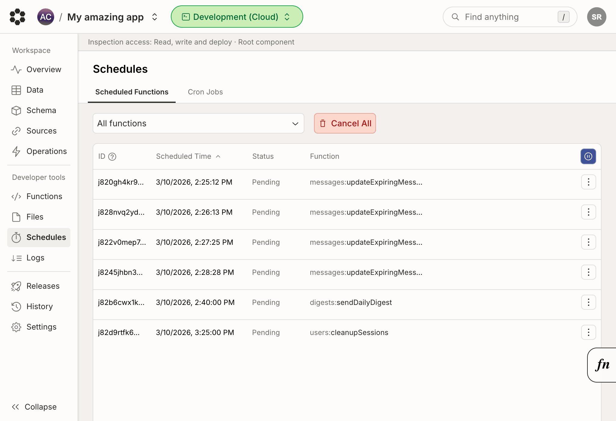 Scheduled functions
