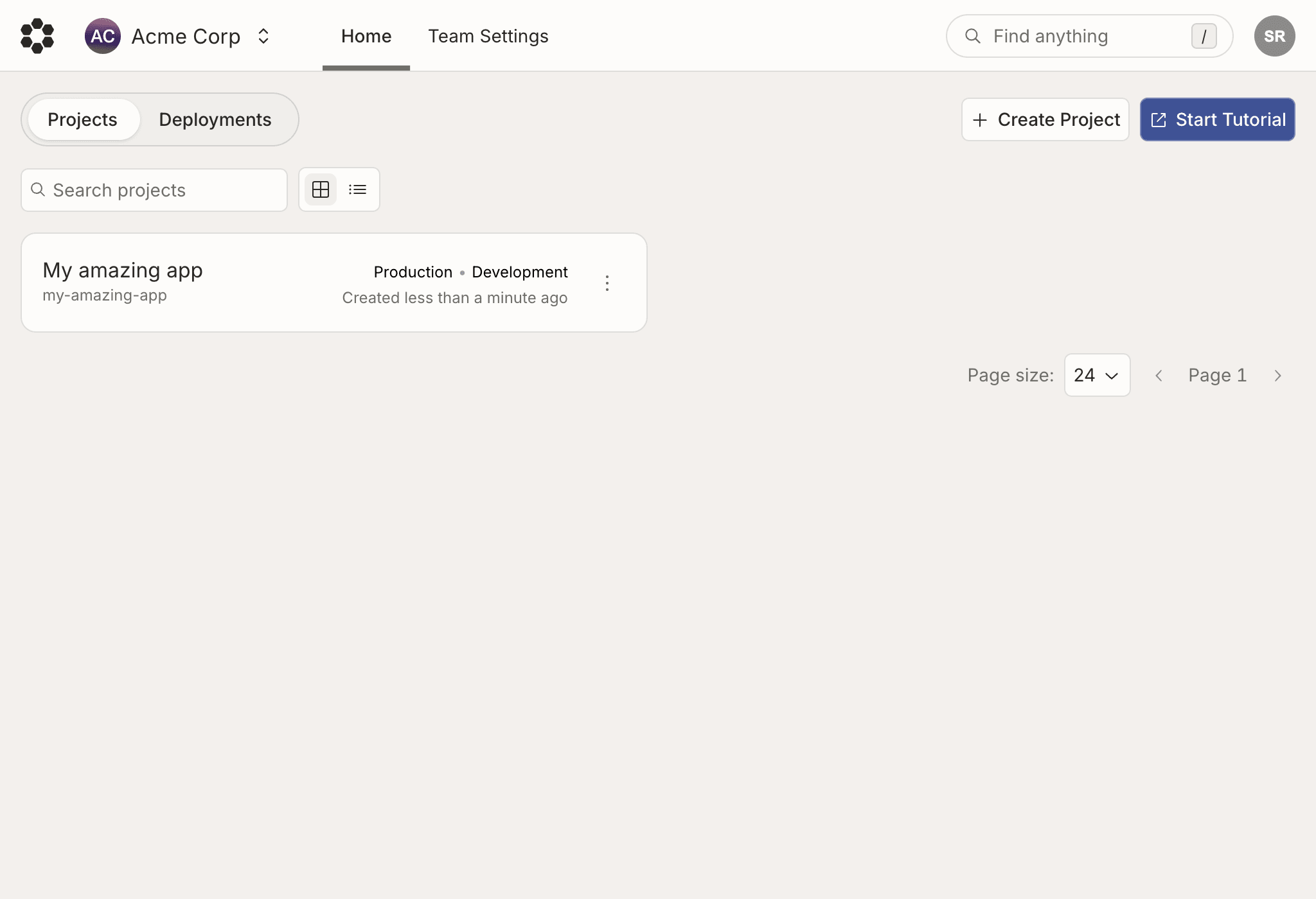 Console Projects View