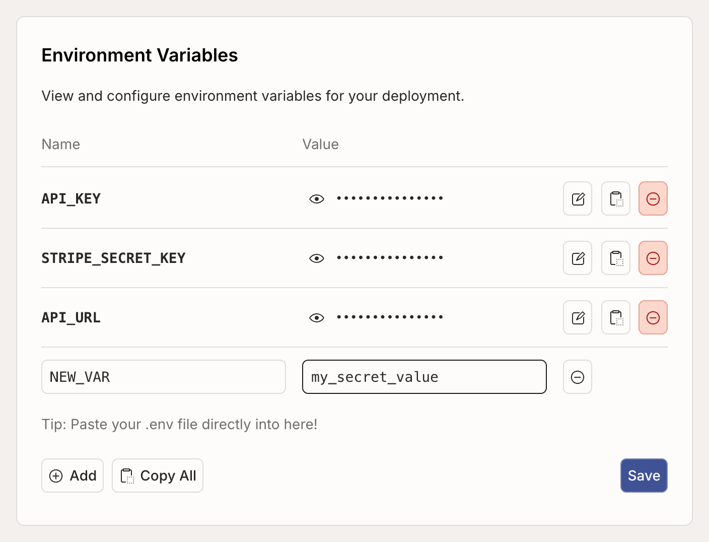 Edit environment variable