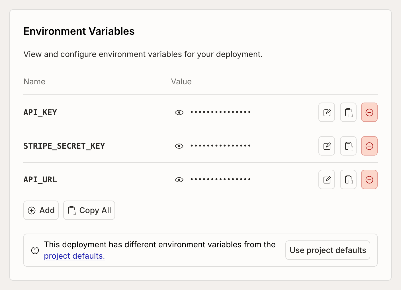 Environment variable default mismatch