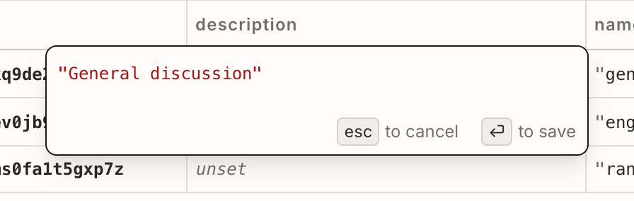 Inline value editor