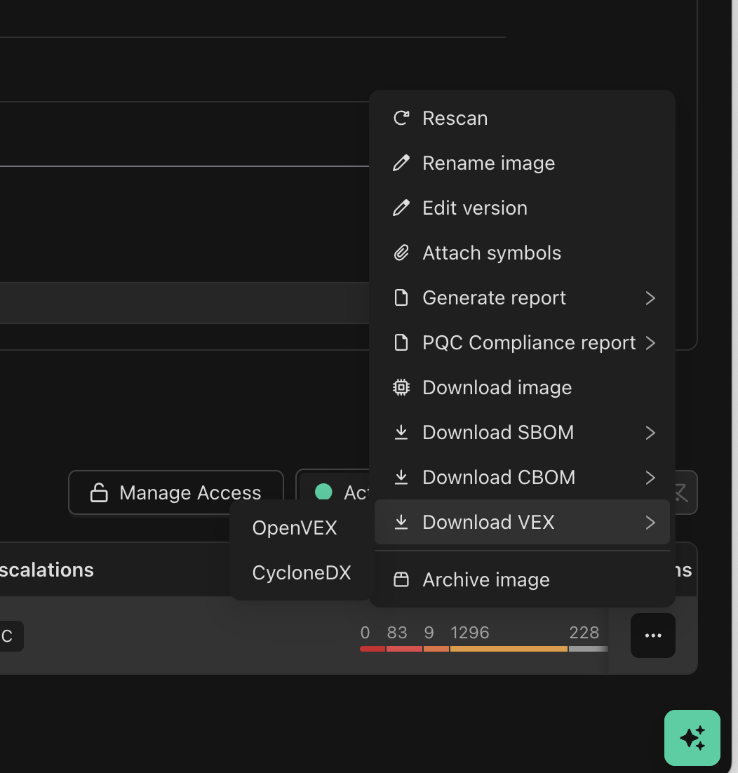 VEX options in the image context menu.