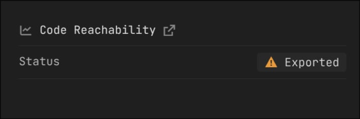 Code Reachability status on a finding.
