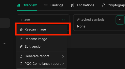 The rescan button is in the context menu on the image dashboard.