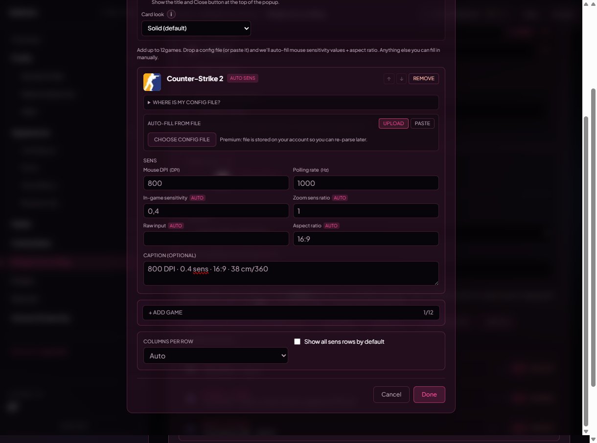 Columns selector and Show all sens rows checkbox