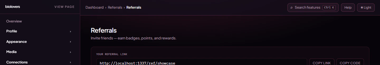 Referrals recent redemptions table