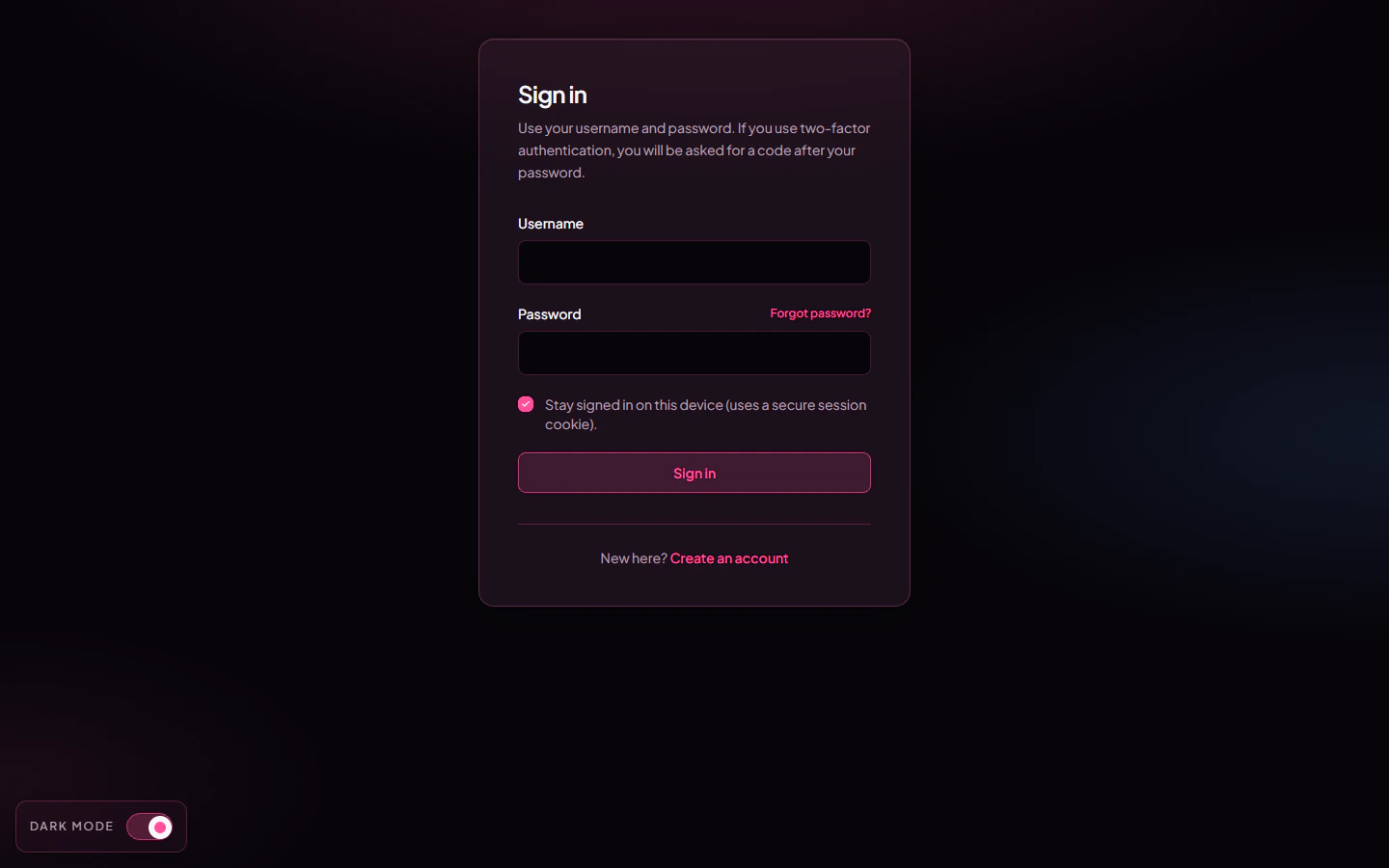 Login form