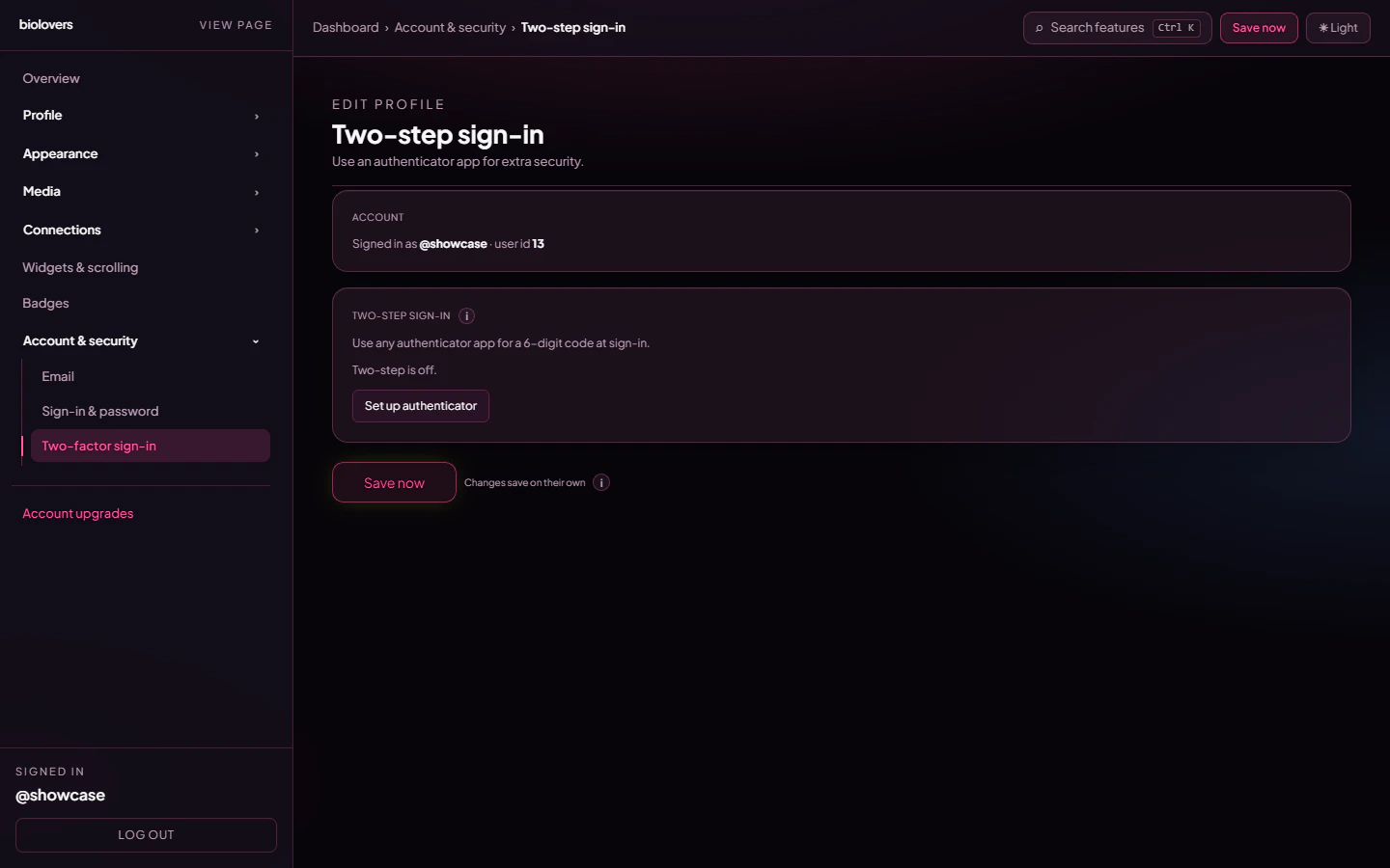 Two-step sign-in panel