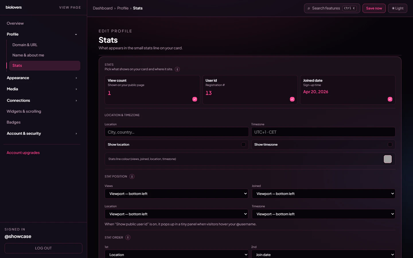 Stats / corner line editor