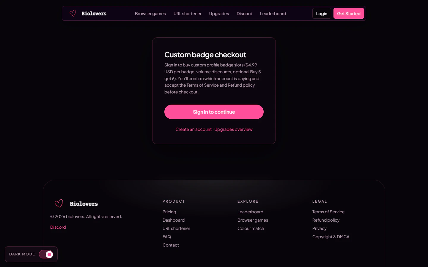 Custom badges checkout page