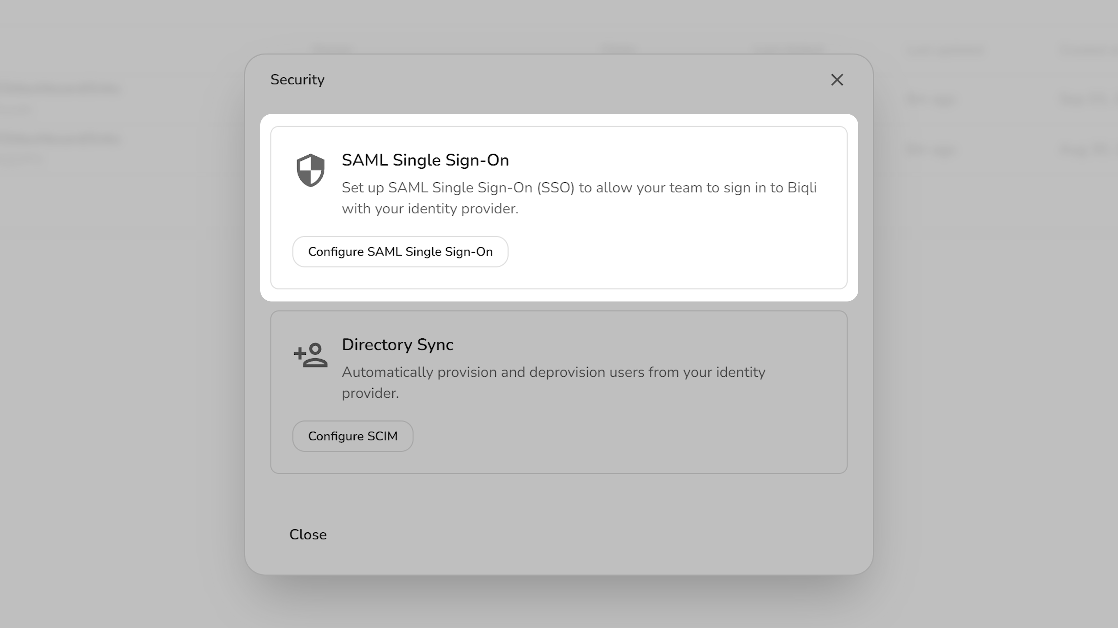 Biqli Security Settings
