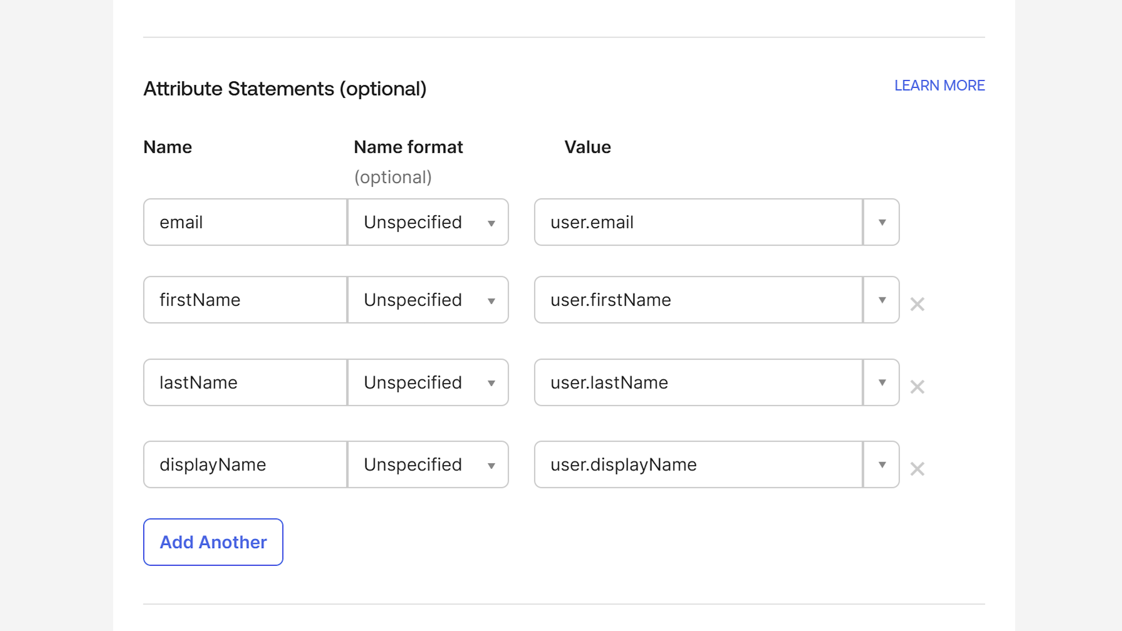 Configure Attribute Statements