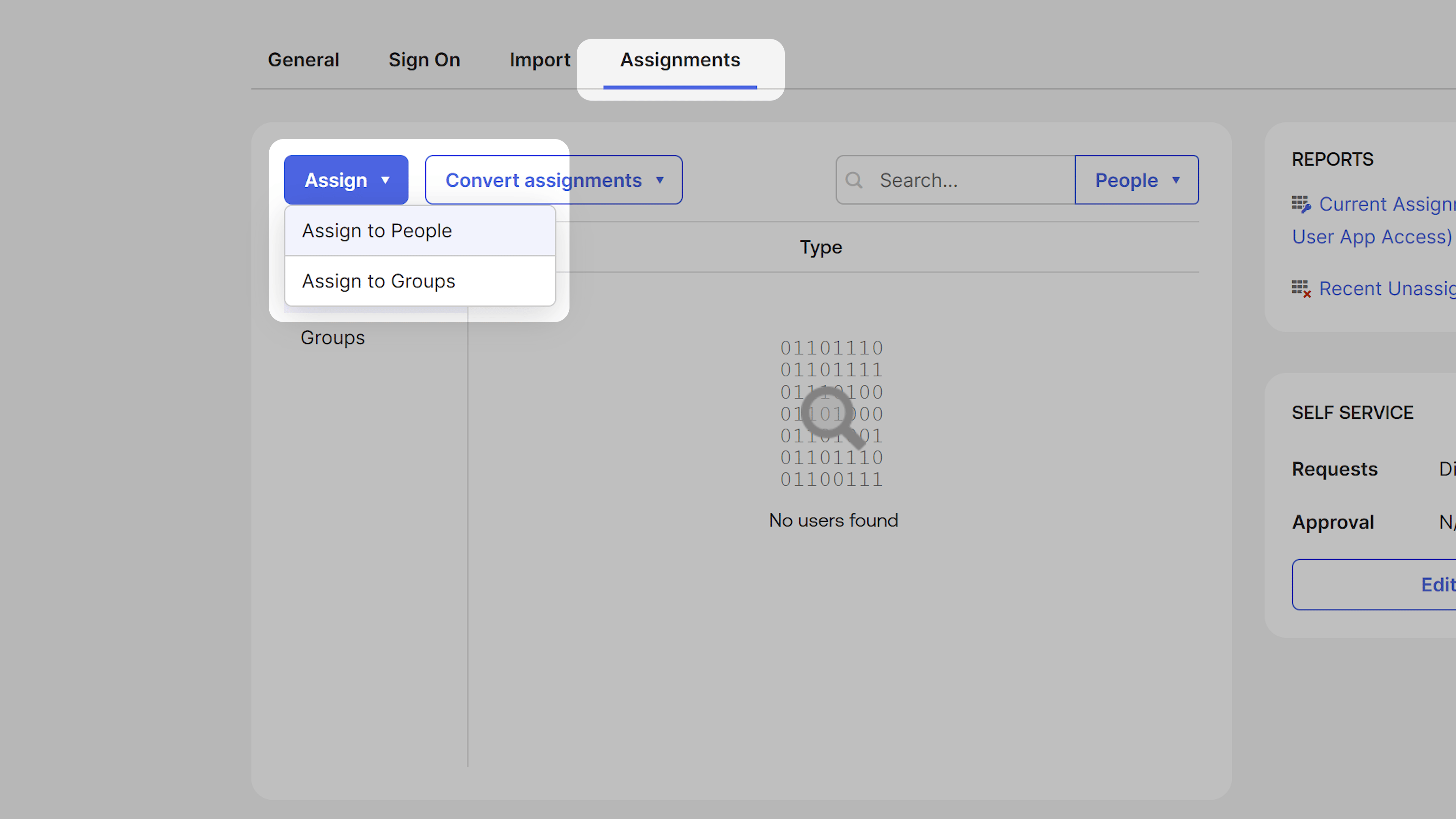 Okta Assignments Tab
